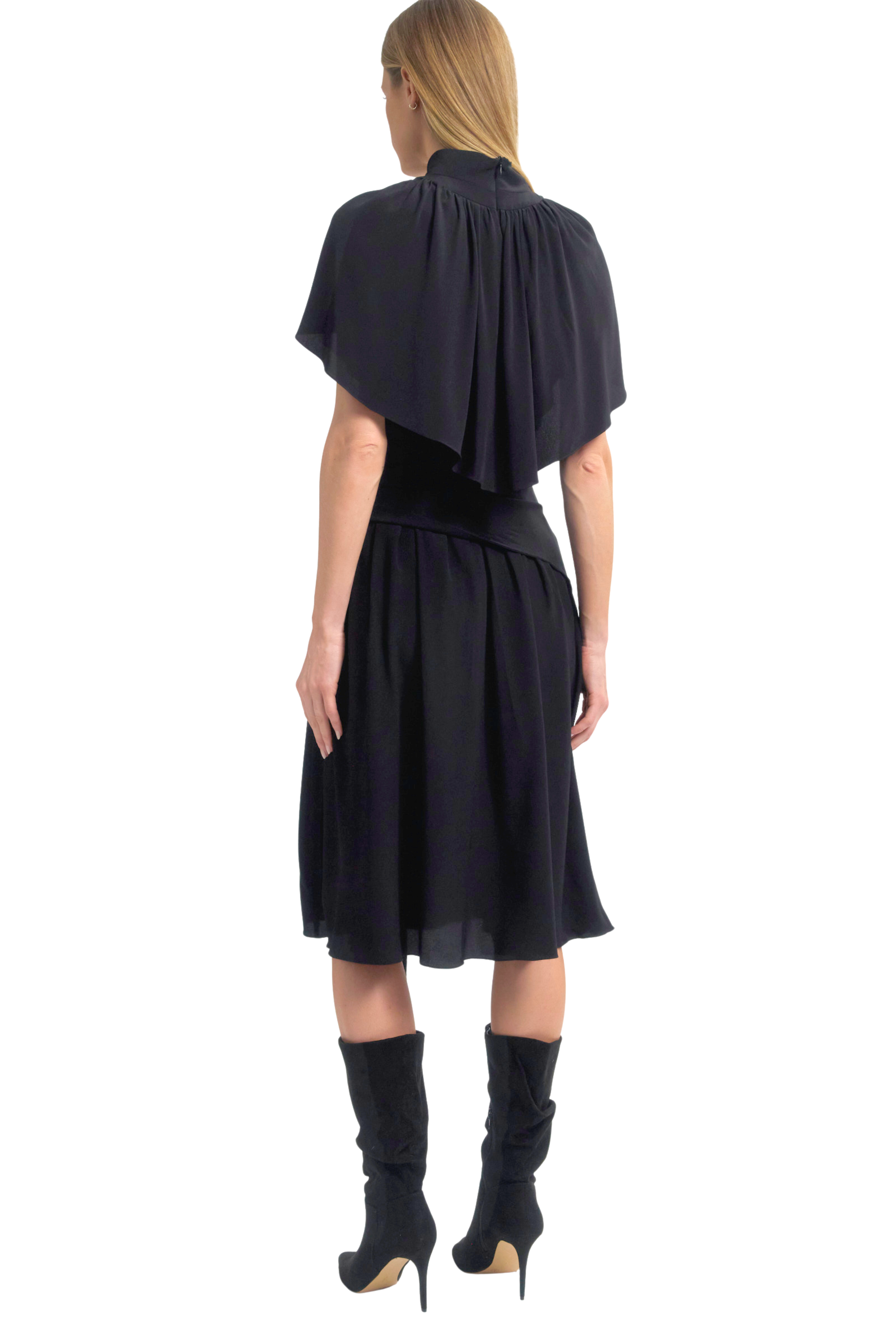 Mock Neck Cape Dress