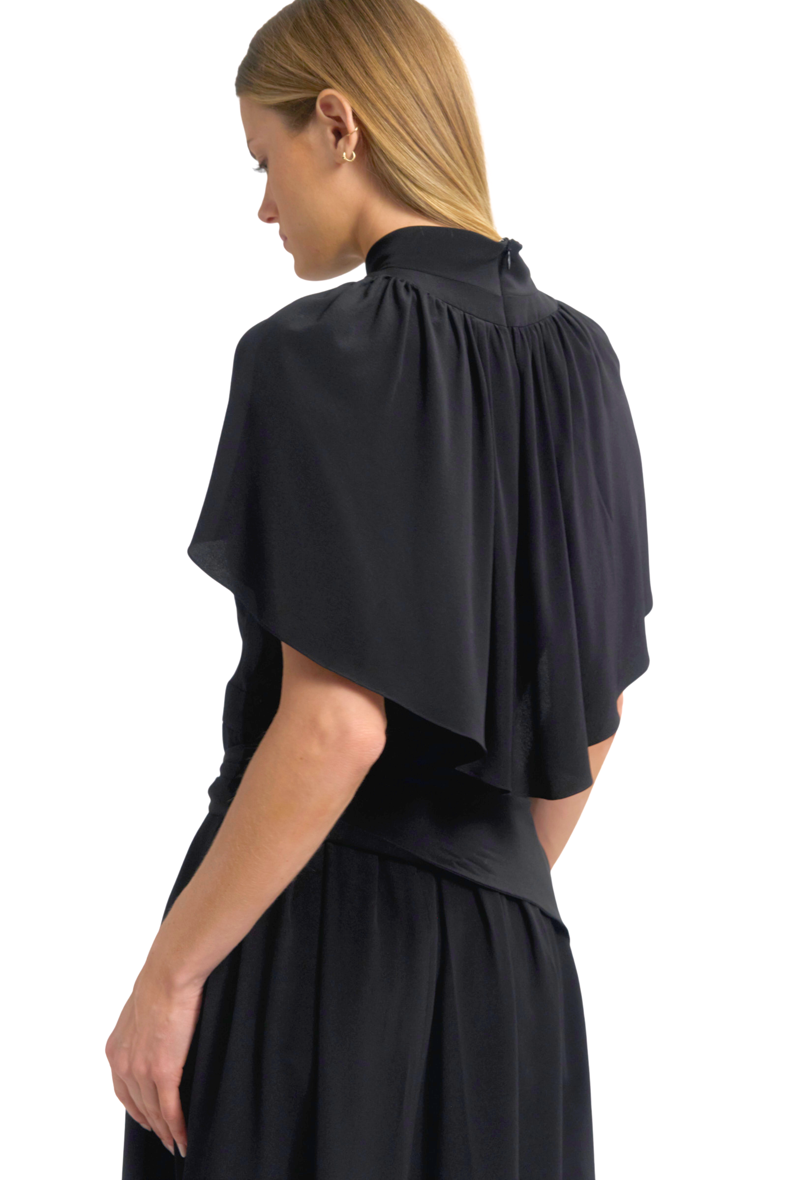 Mock Neck Cape Dress