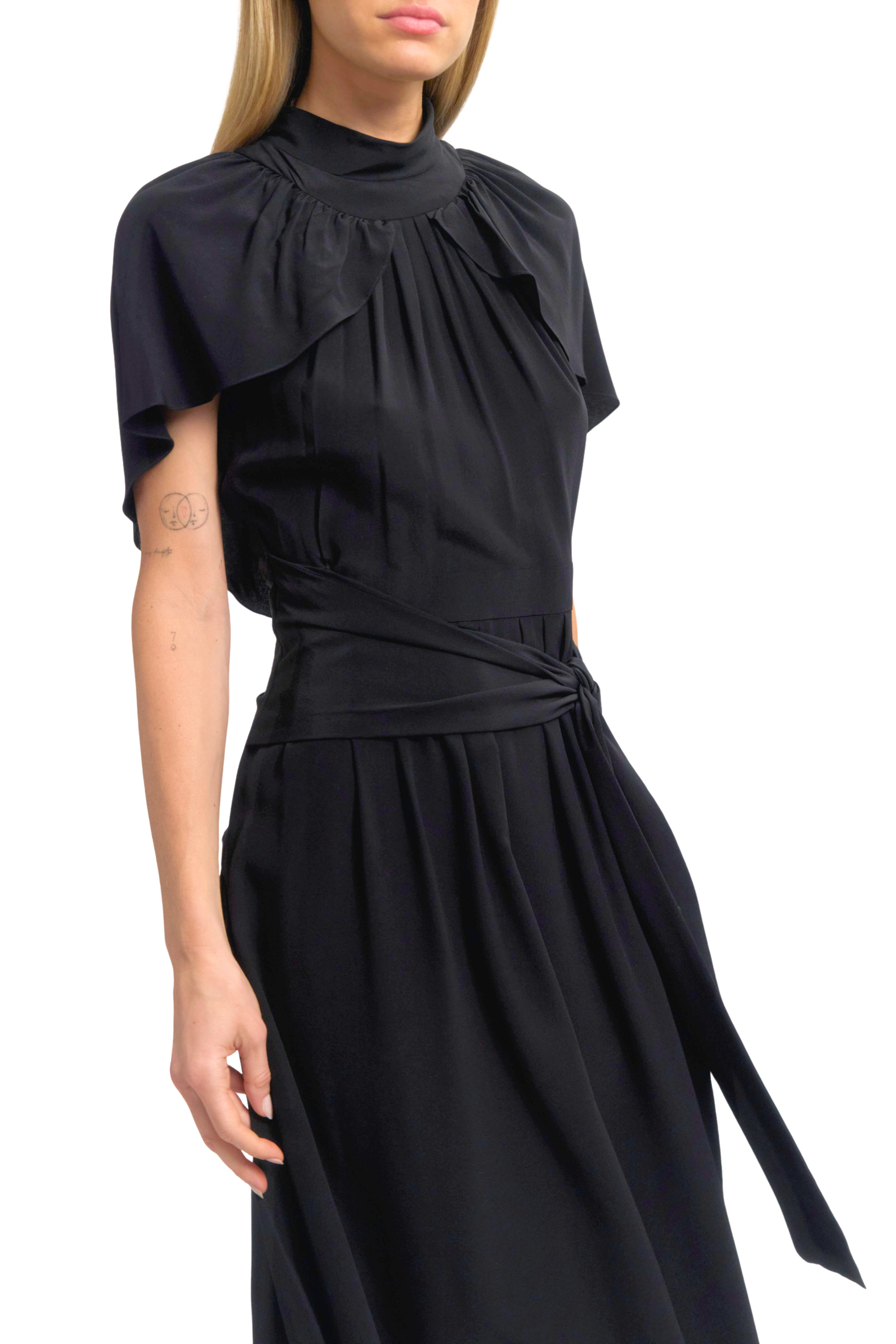 Mock Neck Cape Dress