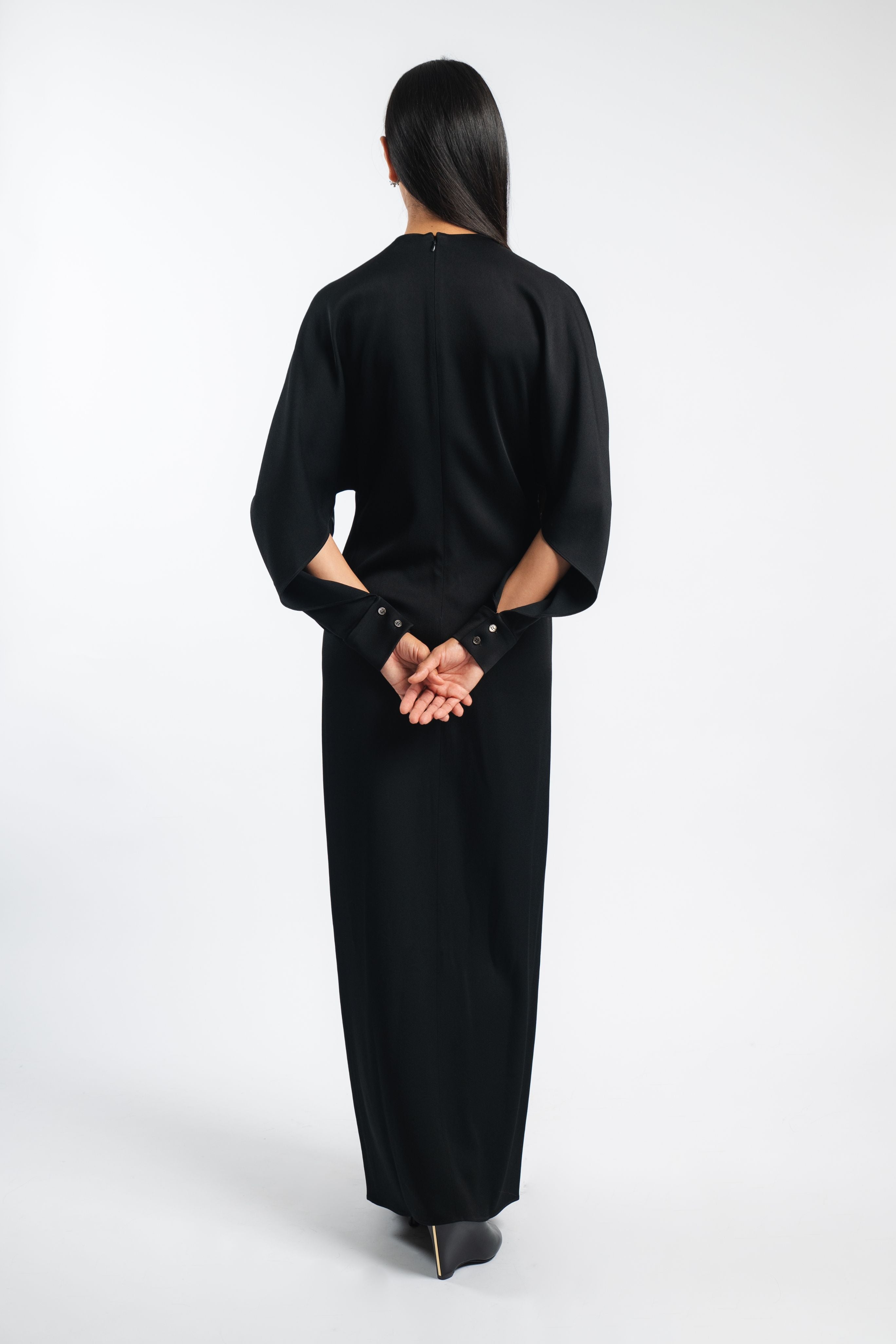 Satin Slit Sleeve Gown