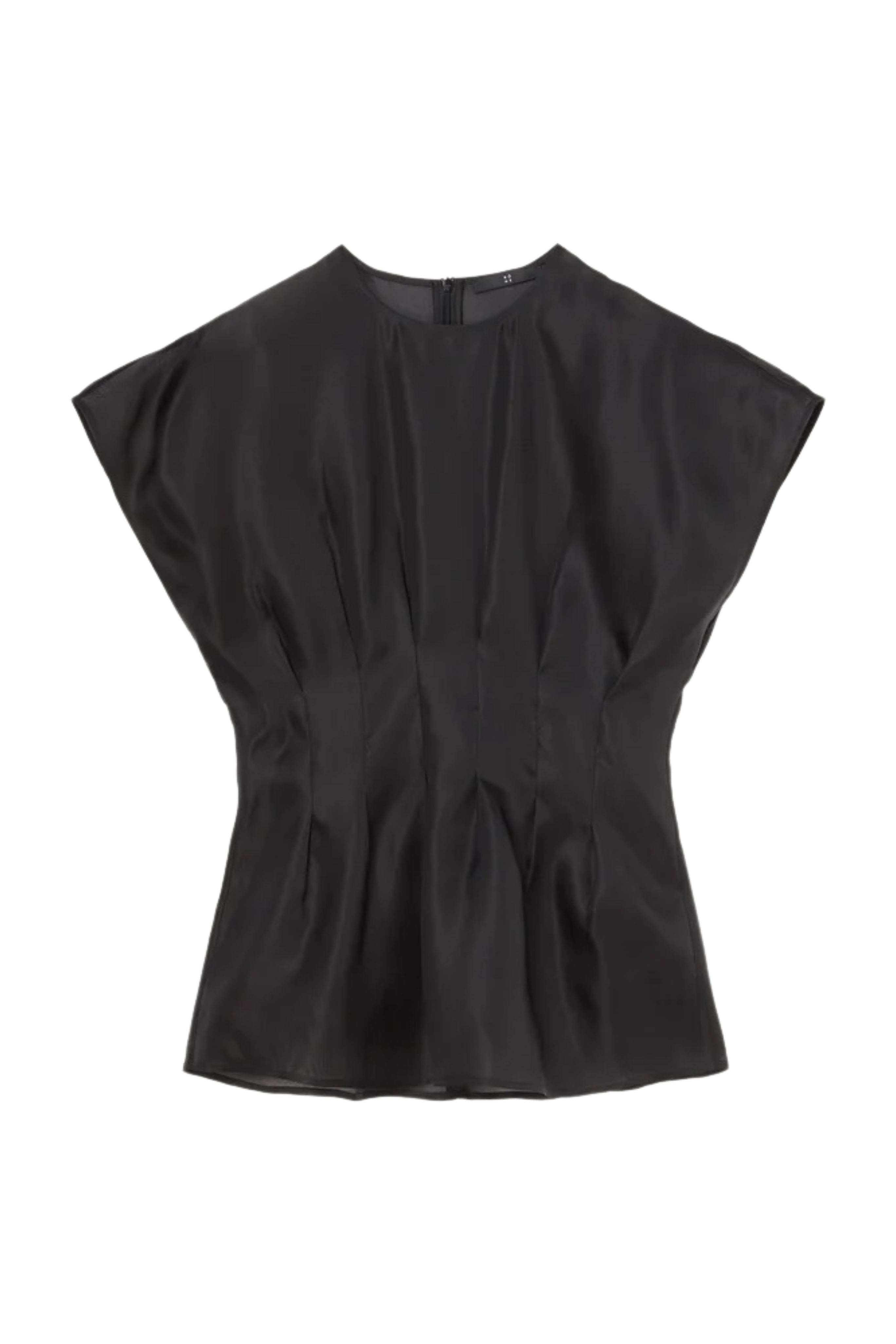 Pleated Waistline Organza Silk Top