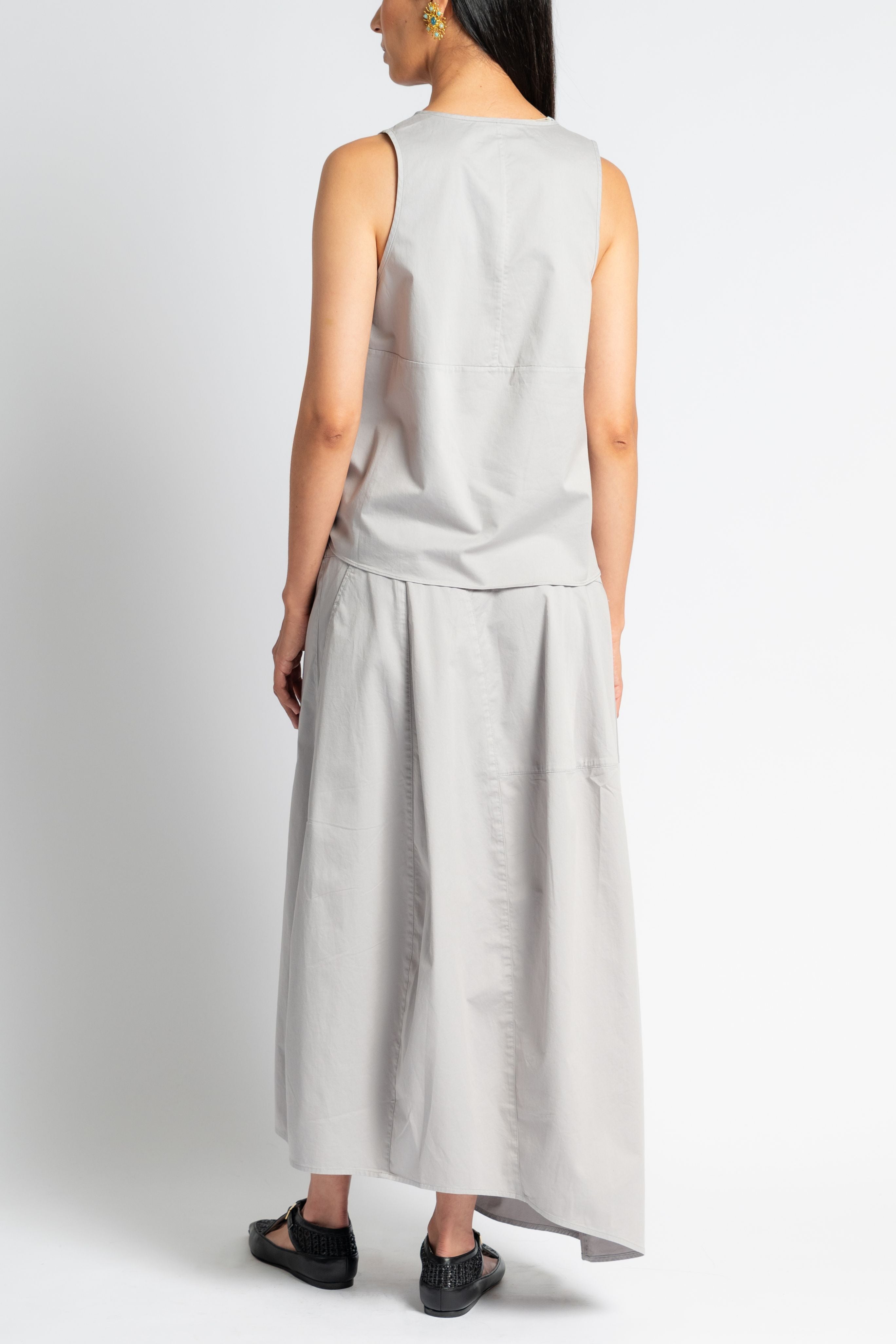Garment Dyed Silky Cotton Tie Front Top