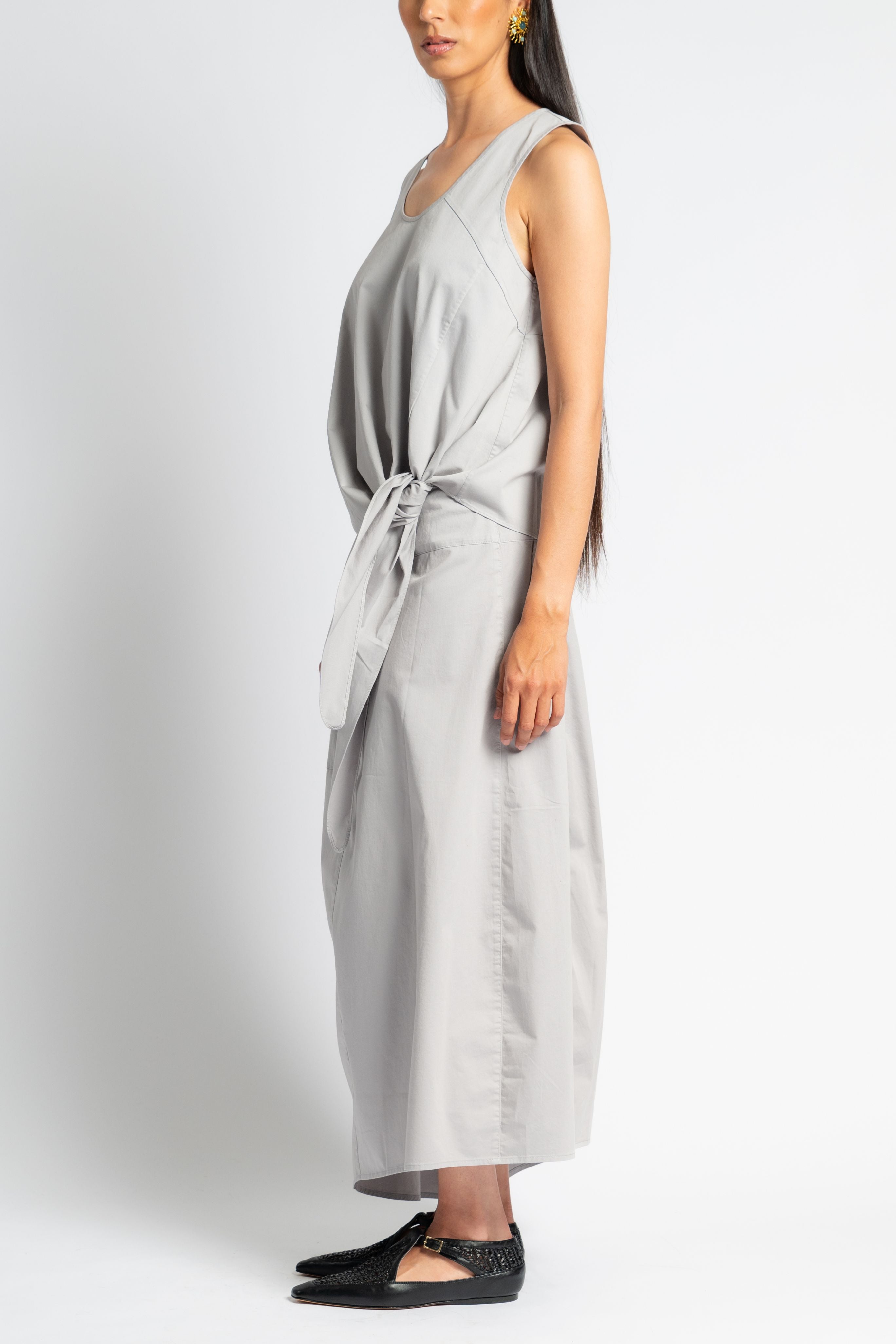Garment Dyed Silky Cotton Tie Front Top