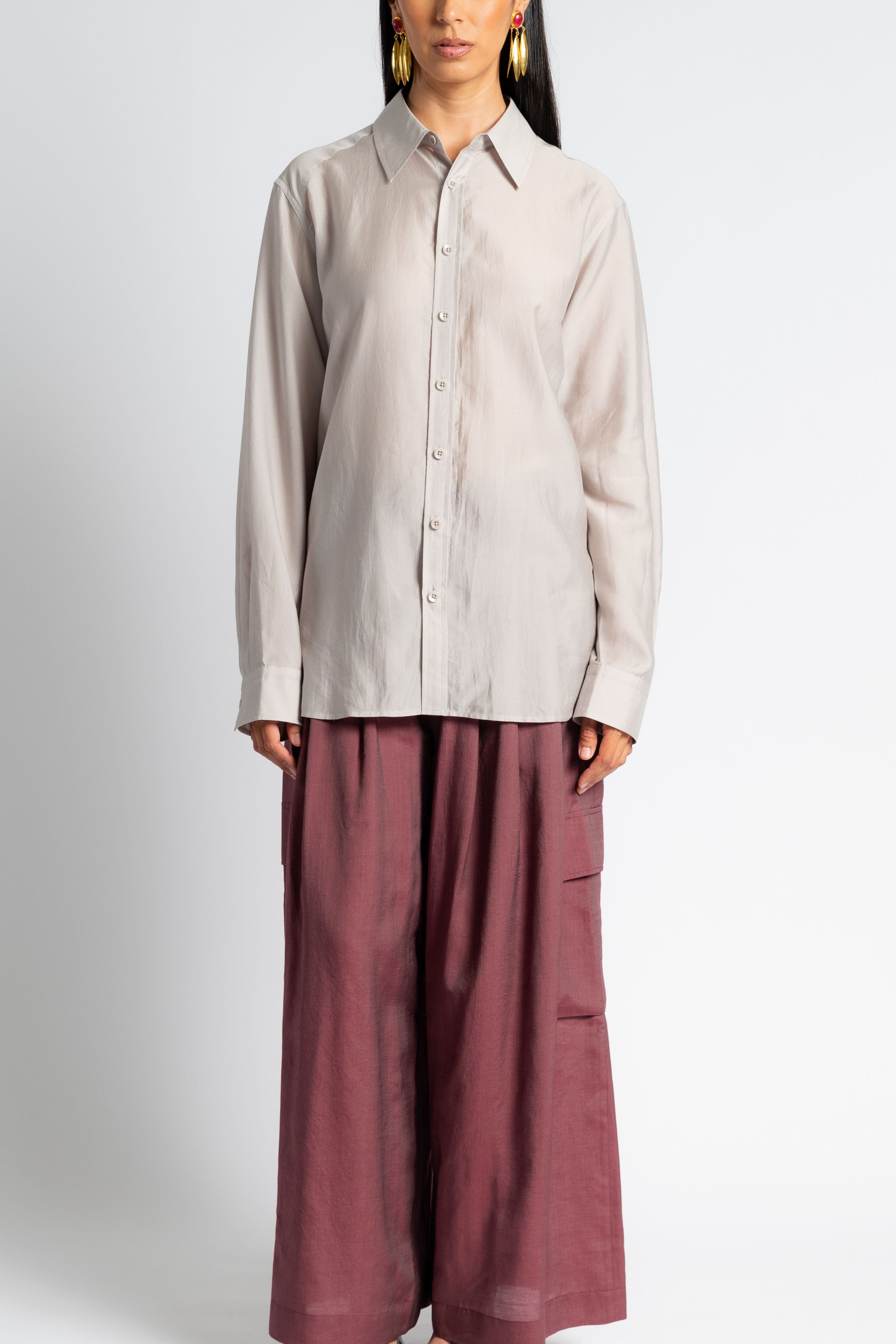 Silk Voile Cargo Triple Pleat Pant