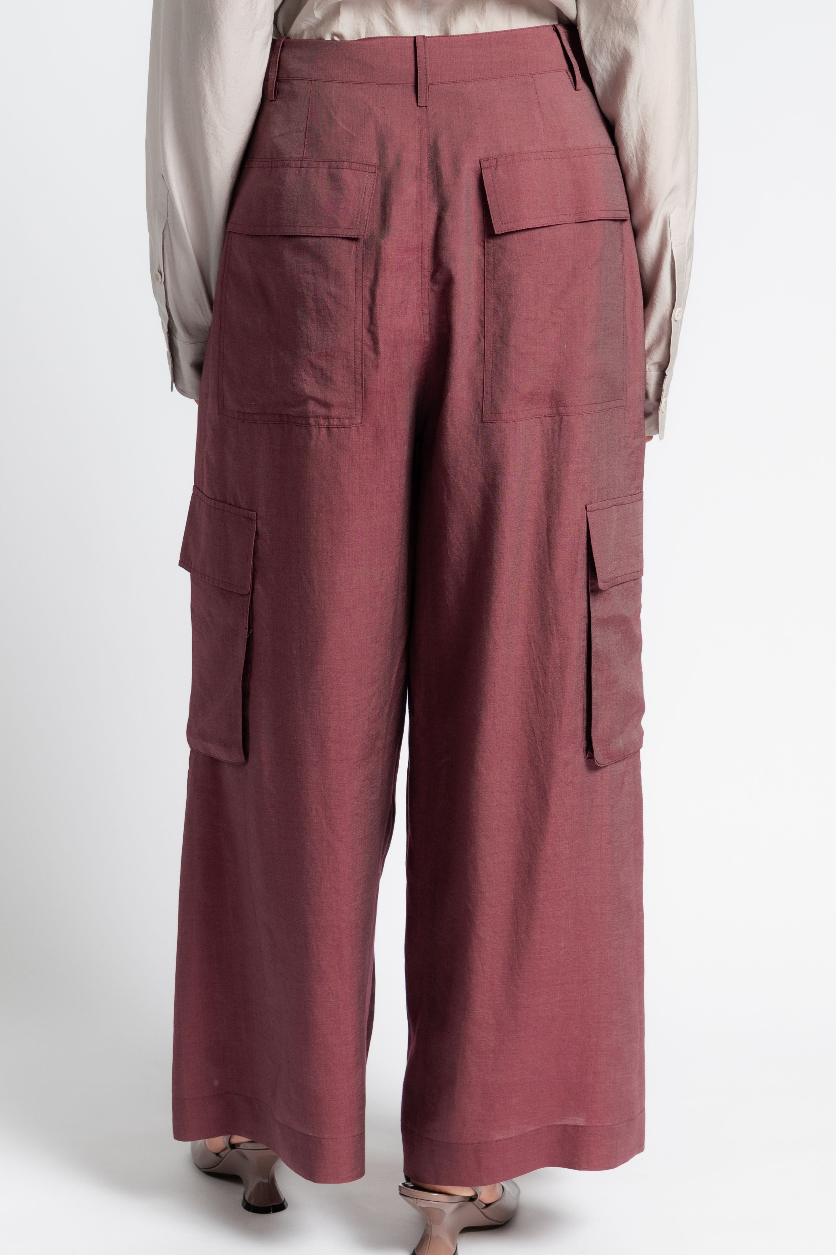 Silk Voile Cargo Triple Pleat Pant