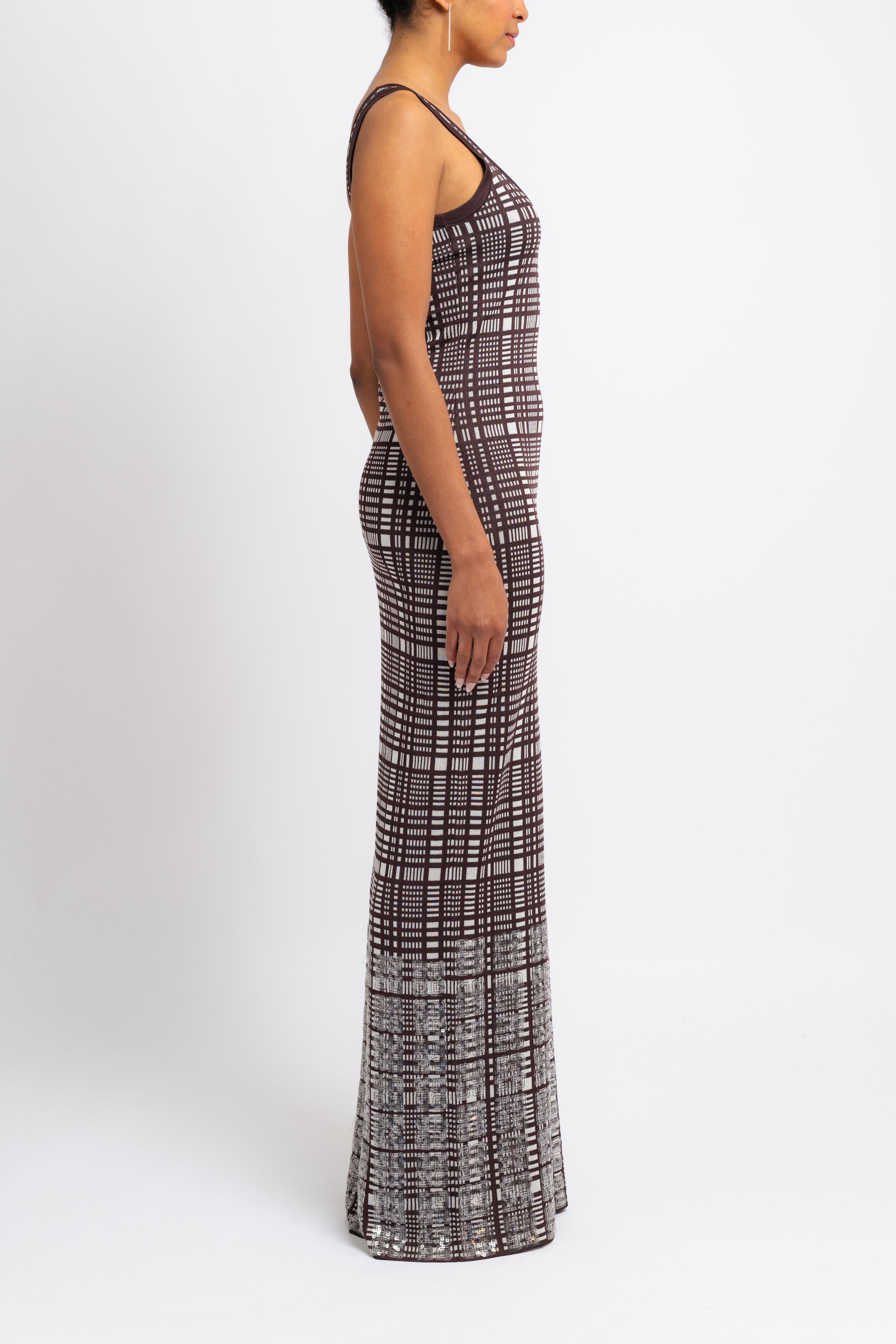 Jaqueline Check Wool Maxi Dress