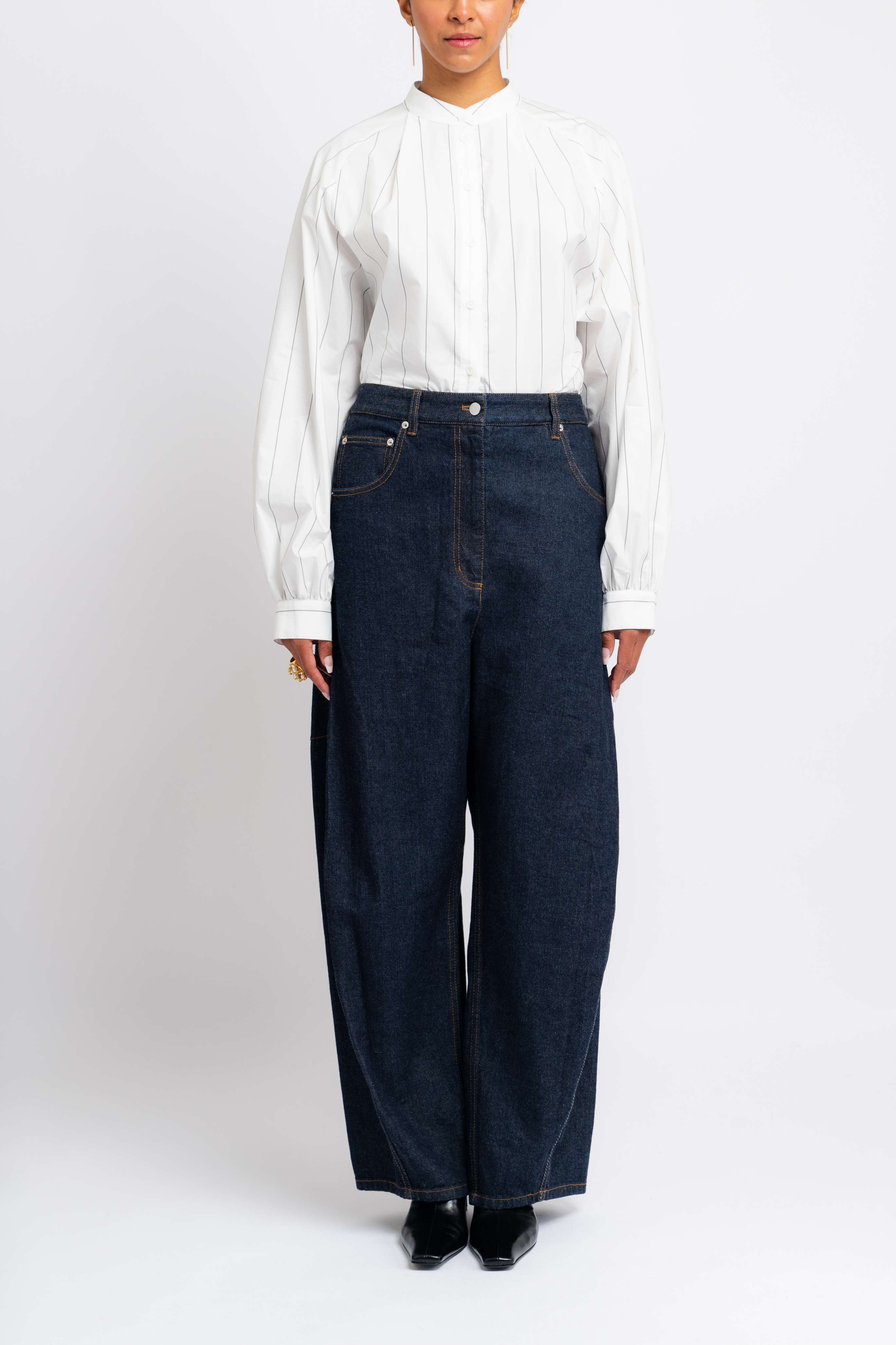 Striped Tech Poplin Raglan Tucked Shirt