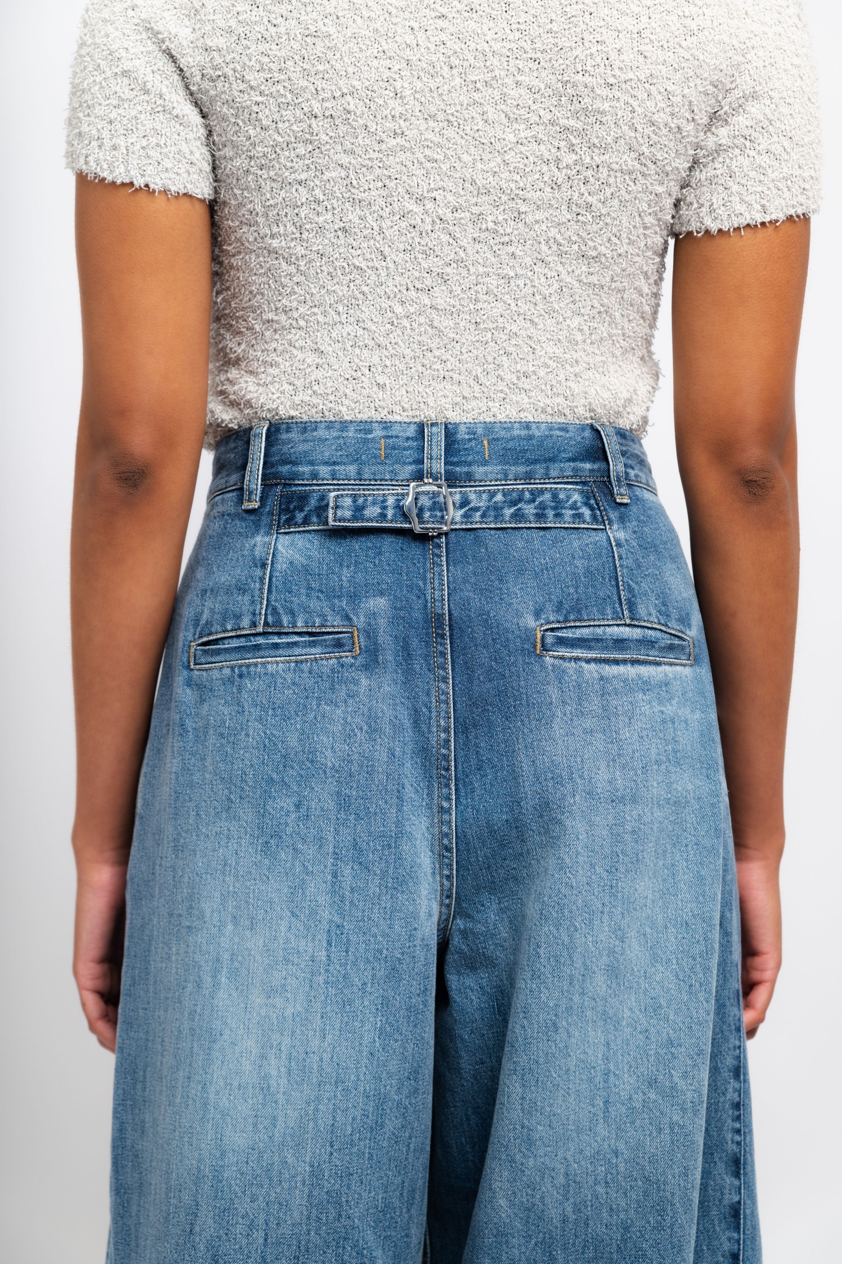 Spring Denim Triple Pleat Pant