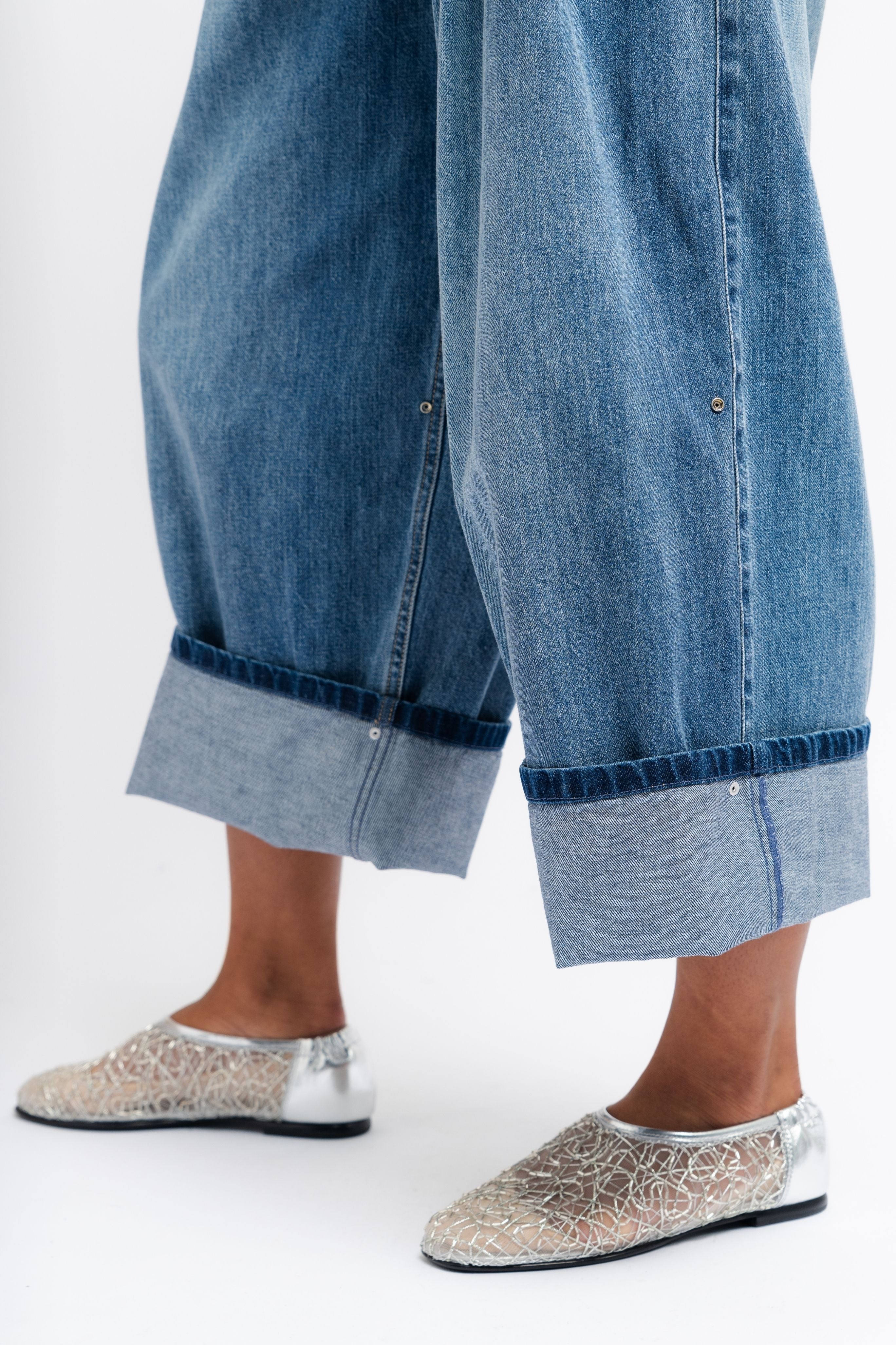 Spring Denim Triple Pleat Pant