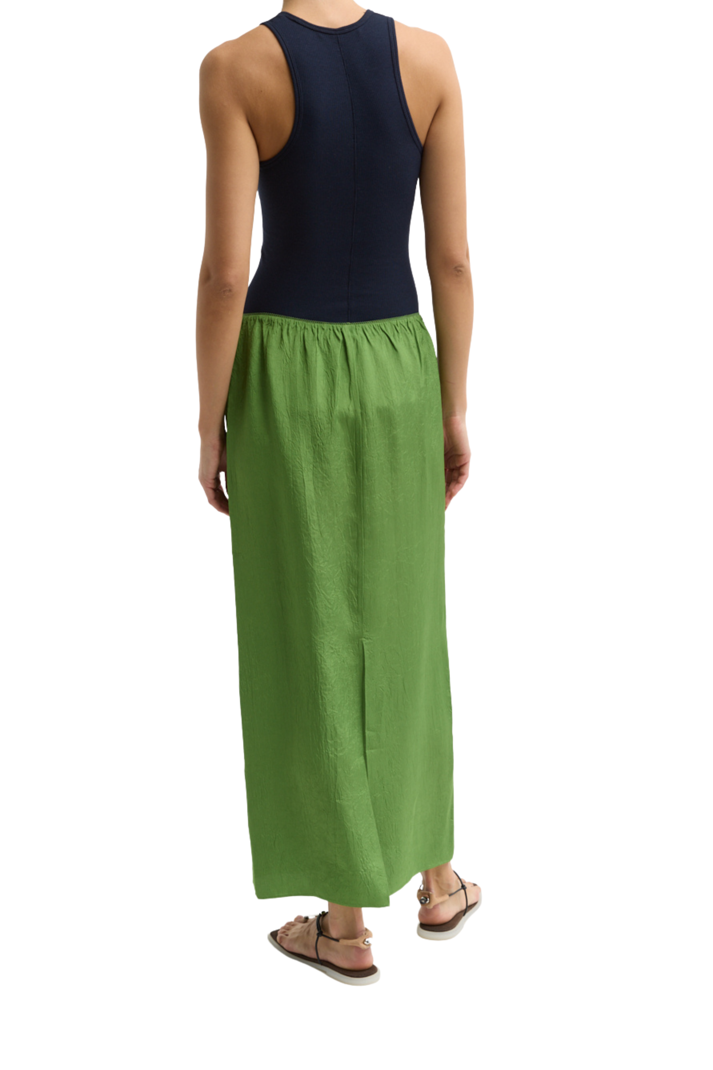 Summer Acetate Crinkle Maxi Slip Skirt