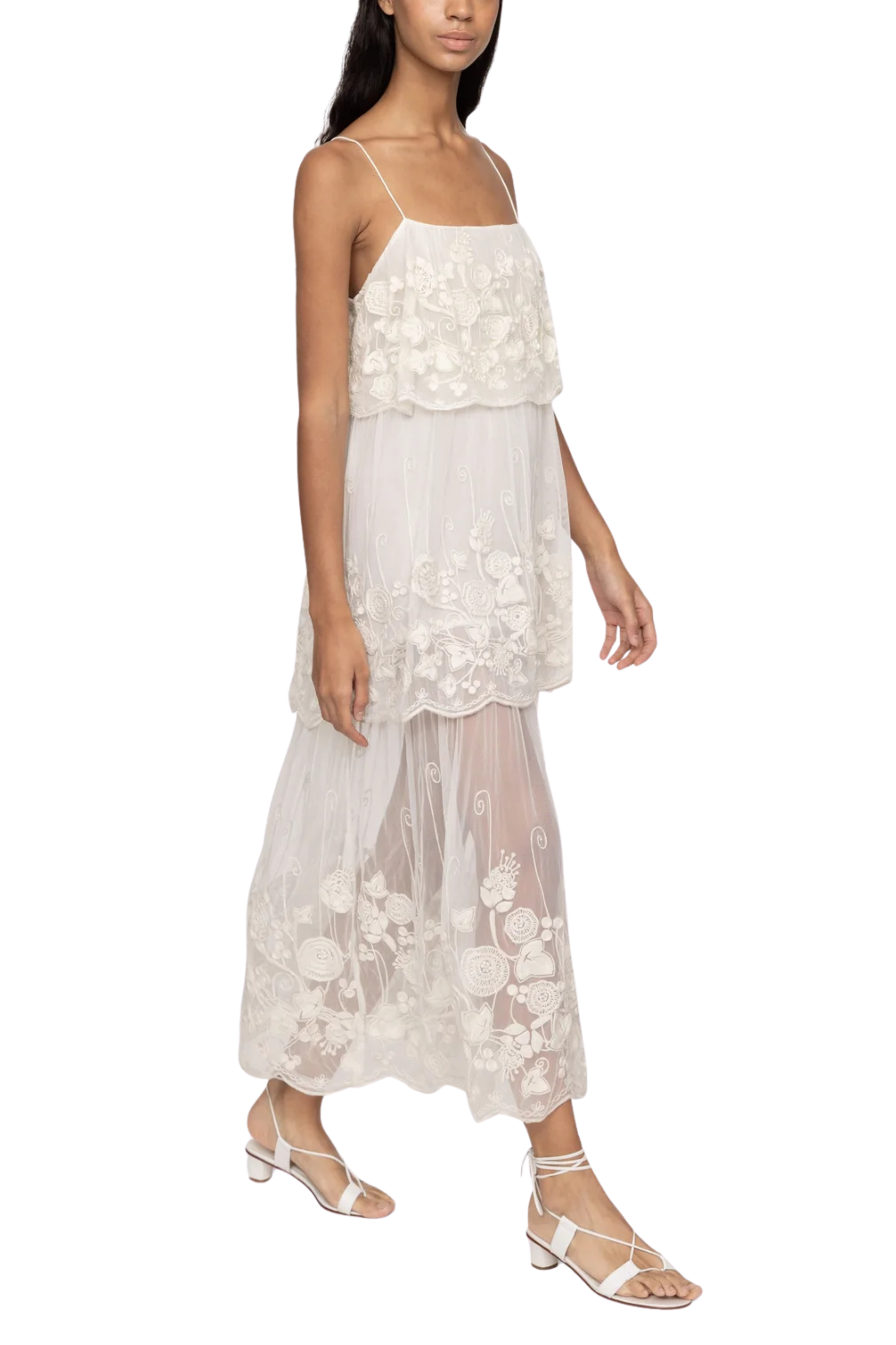 Arielle Lace Tank Tiered Midi Dress