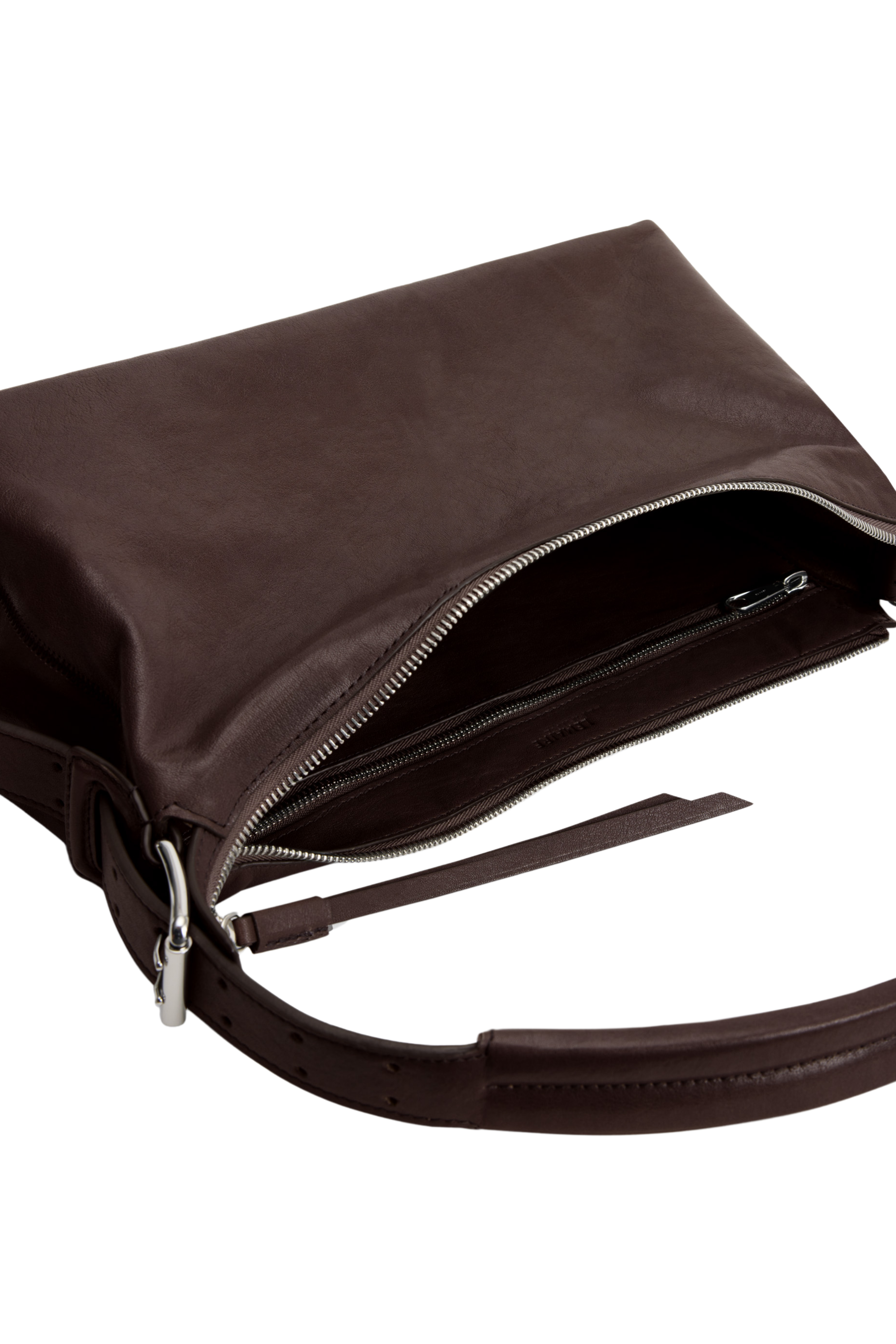 Belted Baguette Bag in Dark Chocolate