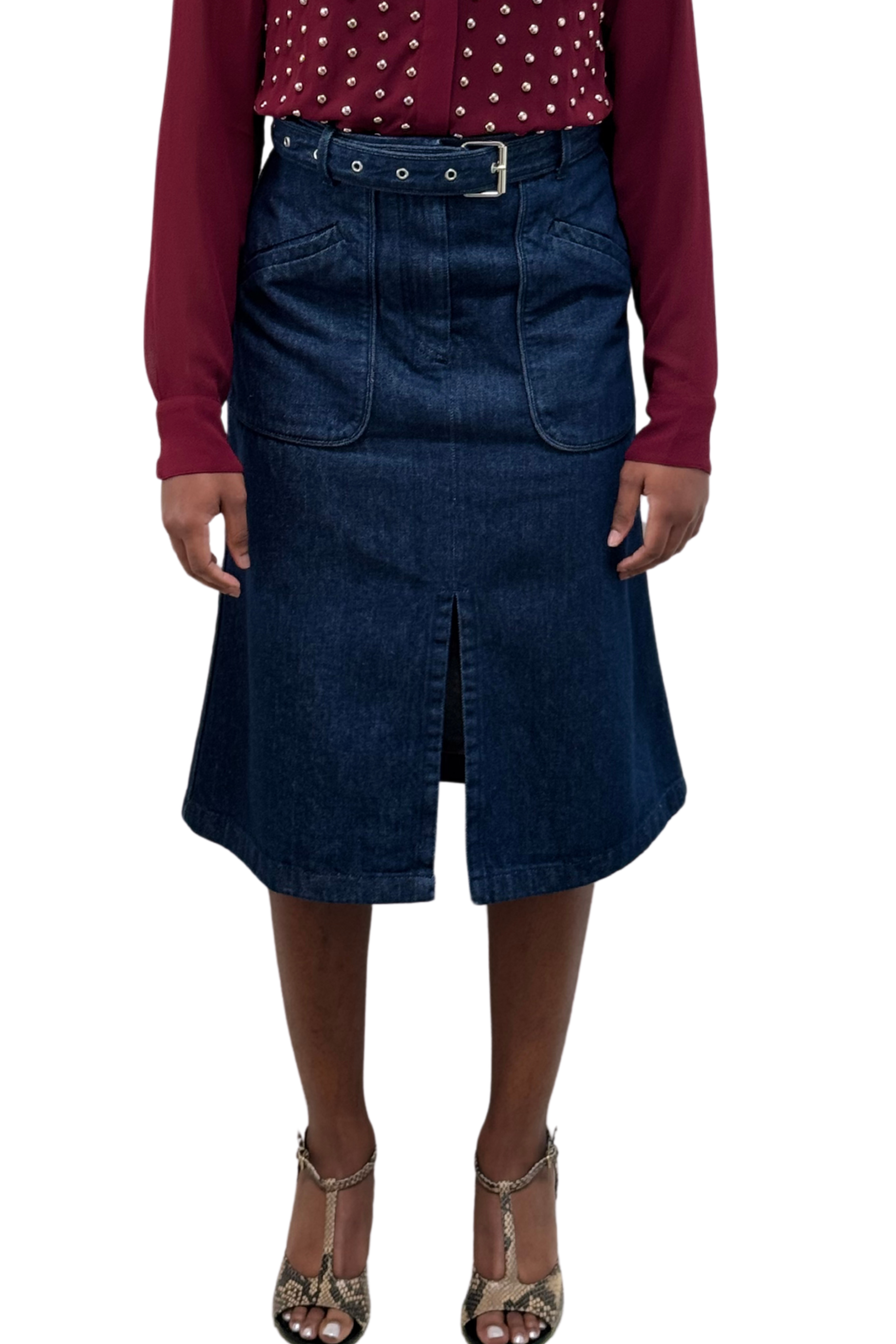 Sheraz Belted Denim Skirt