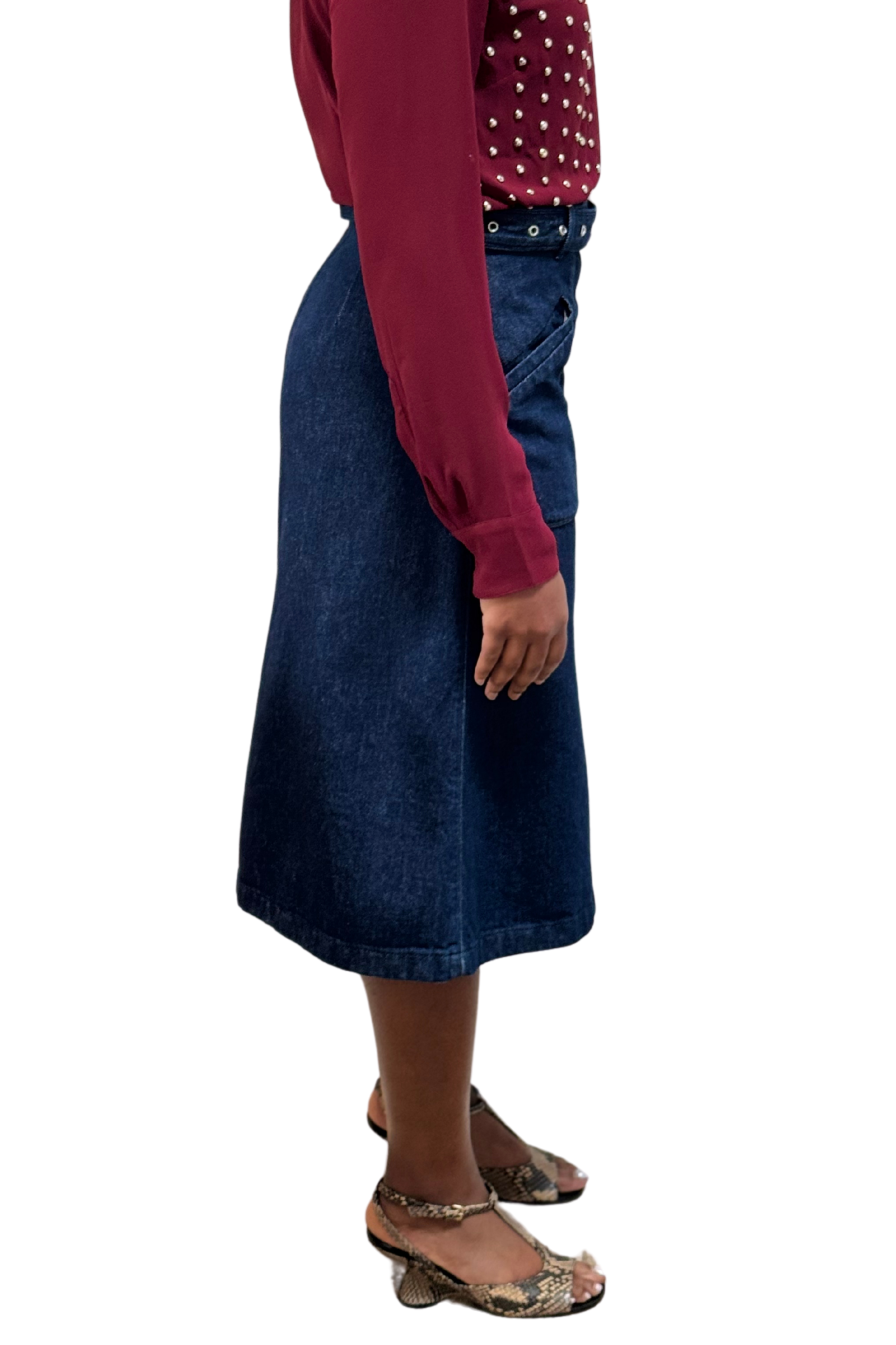 Sheraz Belted Denim Skirt