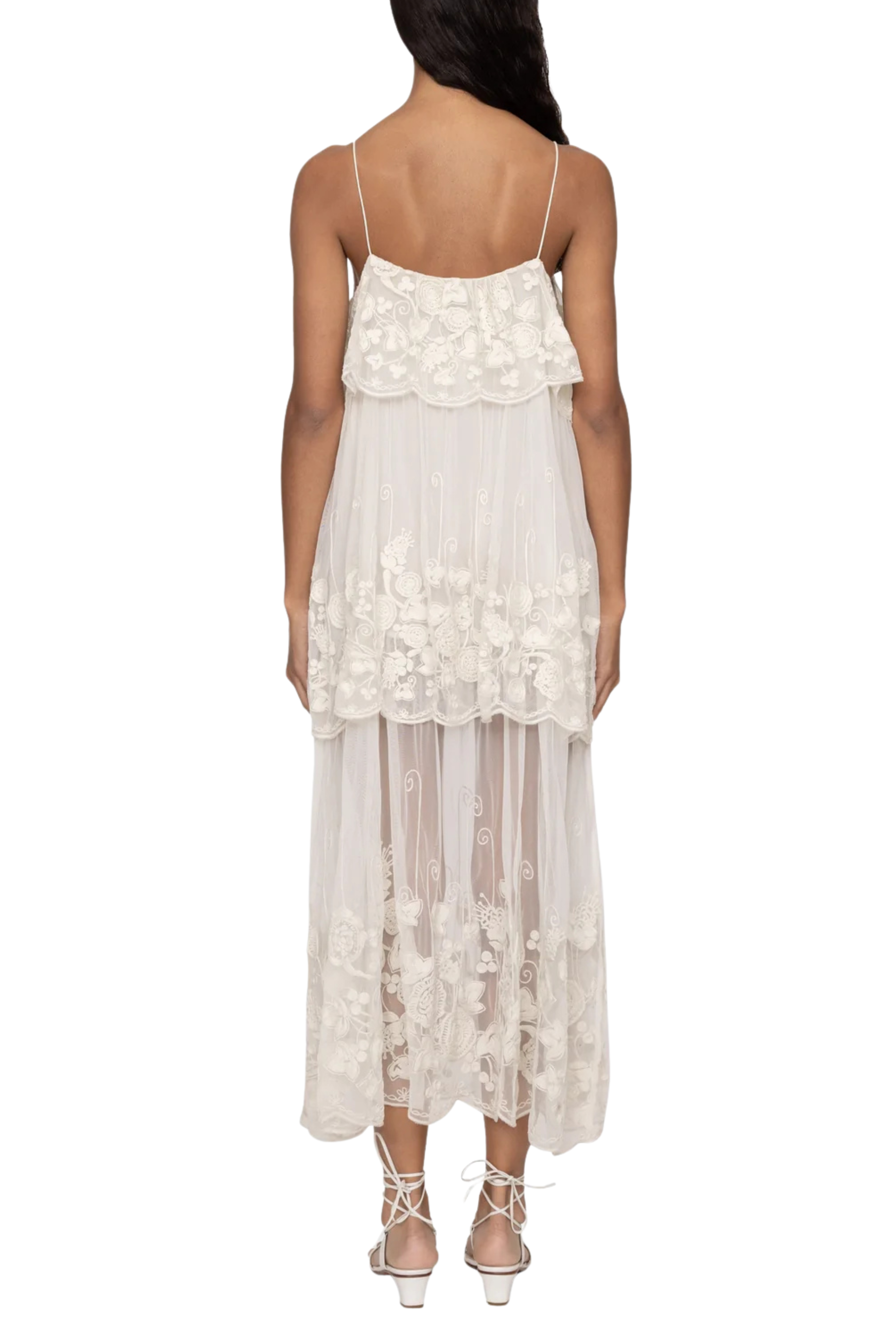 Arielle Lace Tank Tiered Midi Dress