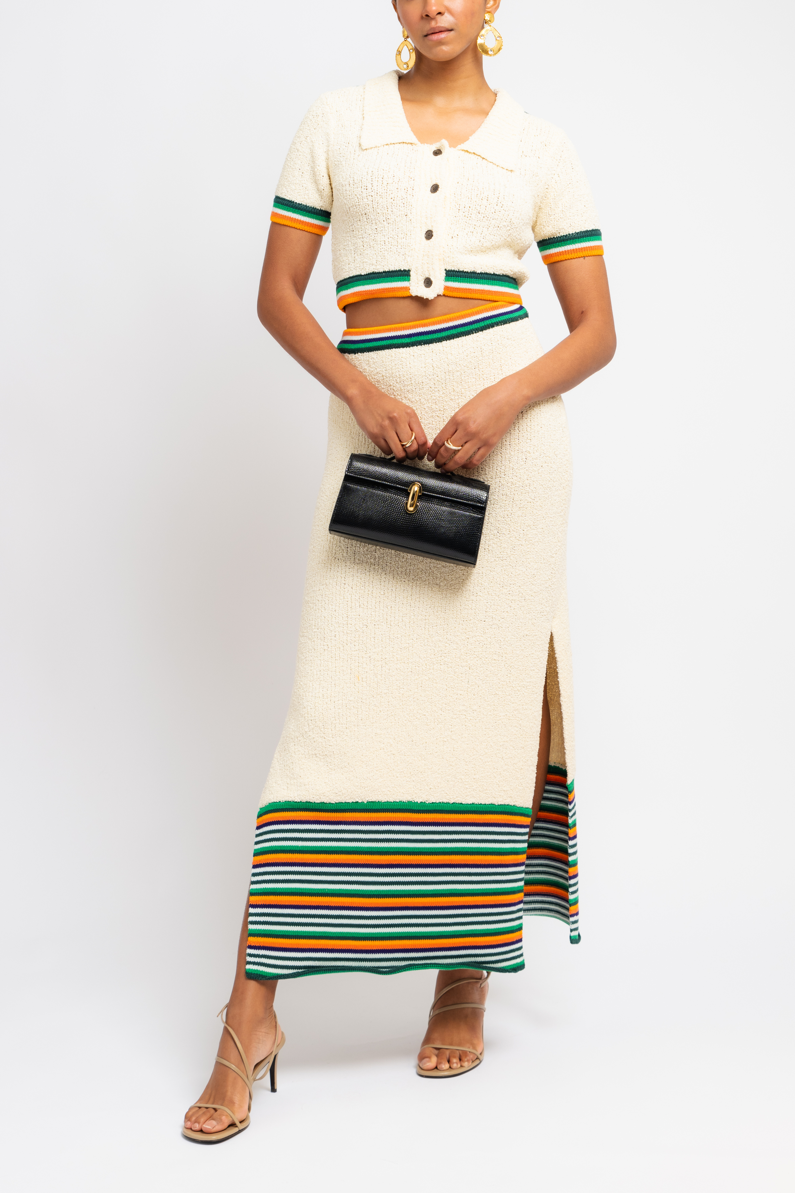 Cropped Bouclé Polo