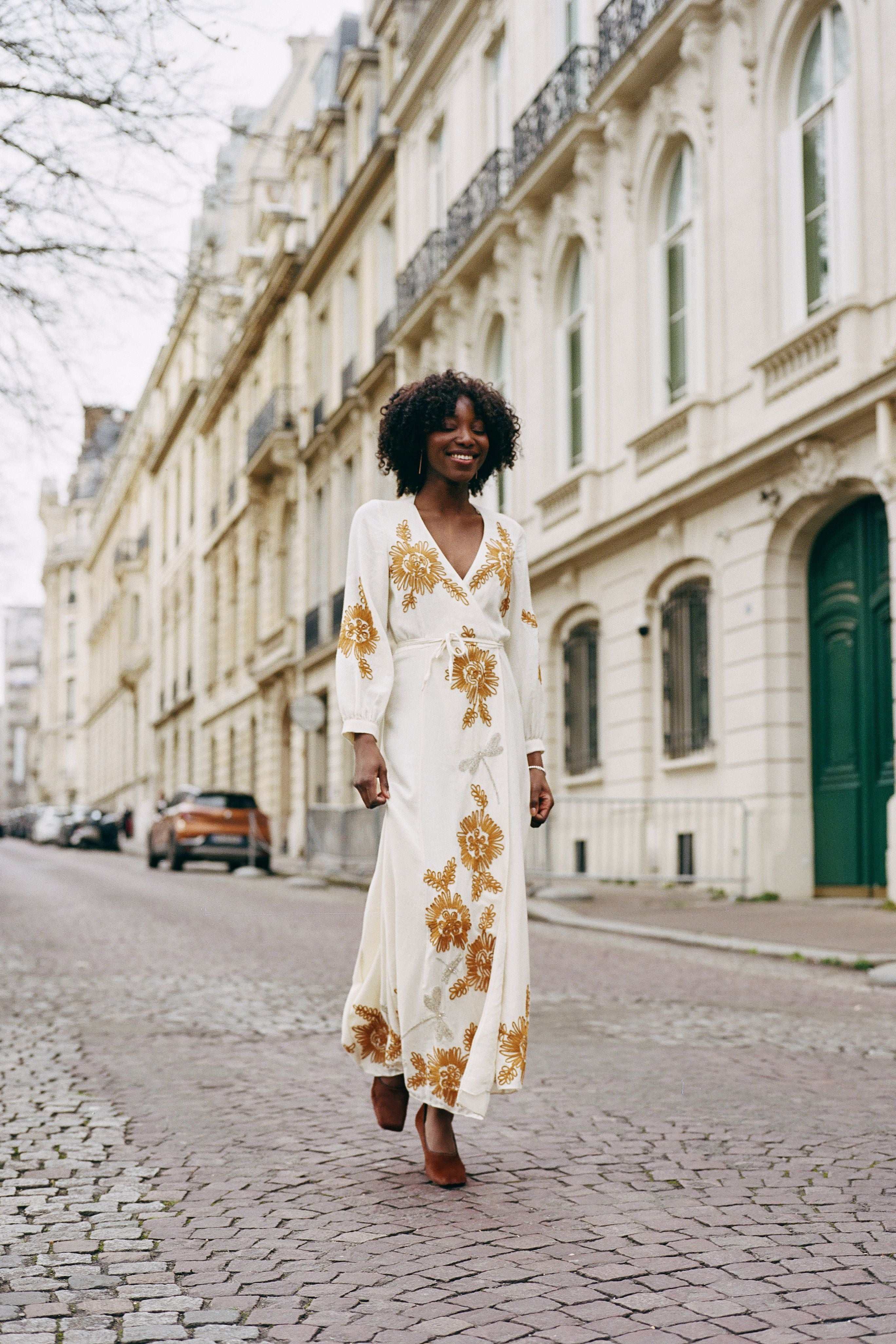 Embroidery Wool Gauze Dress