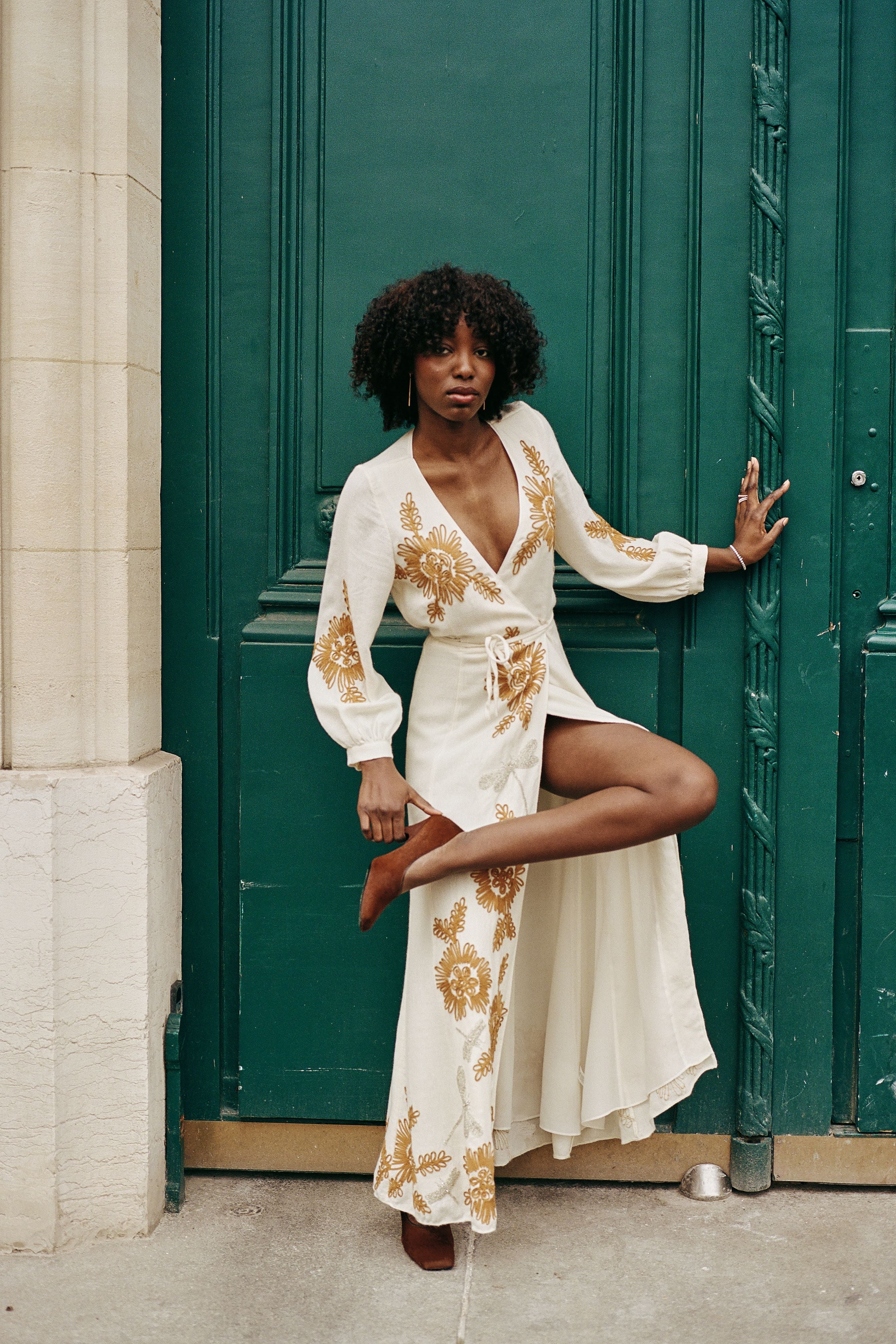 Embroidery Wool Gauze Dress