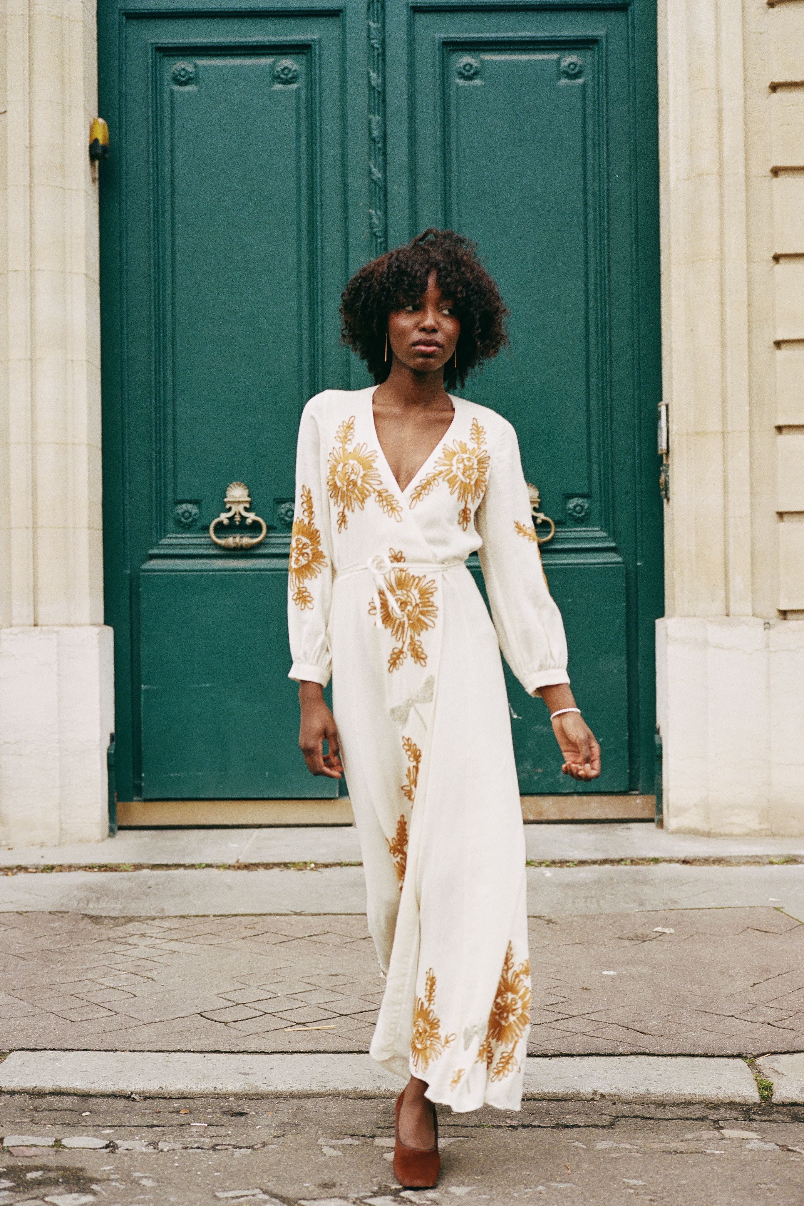 Embroidery Wool Gauze Dress