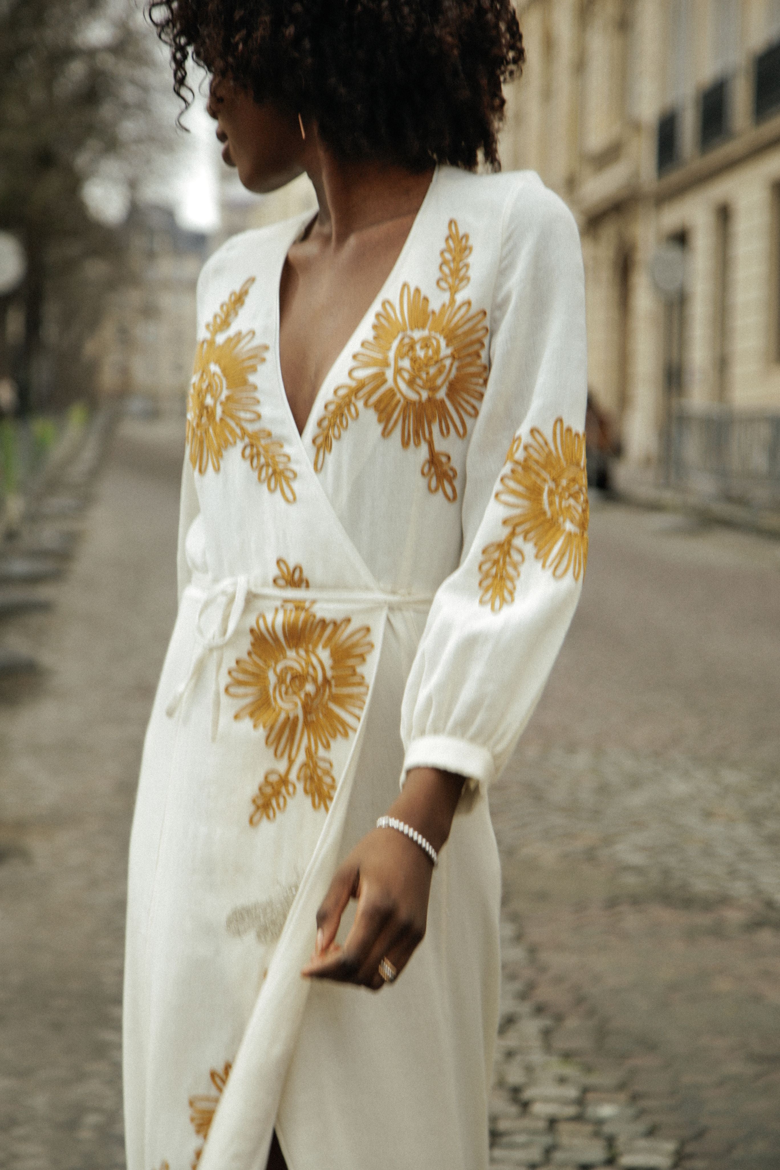 Embroidery Wool Gauze Dress