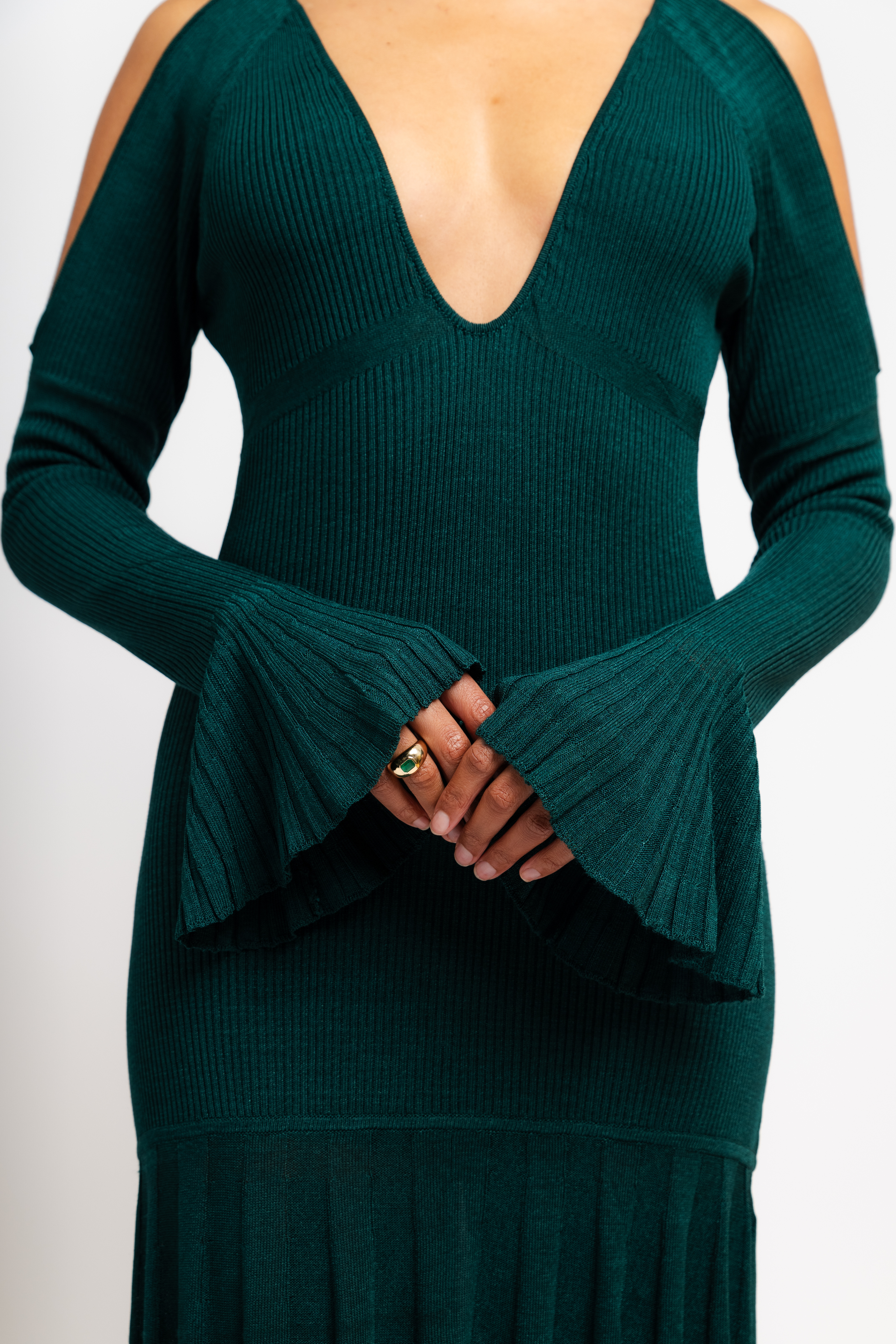 Cold Shoulder Multi-Rib Maxi Dress