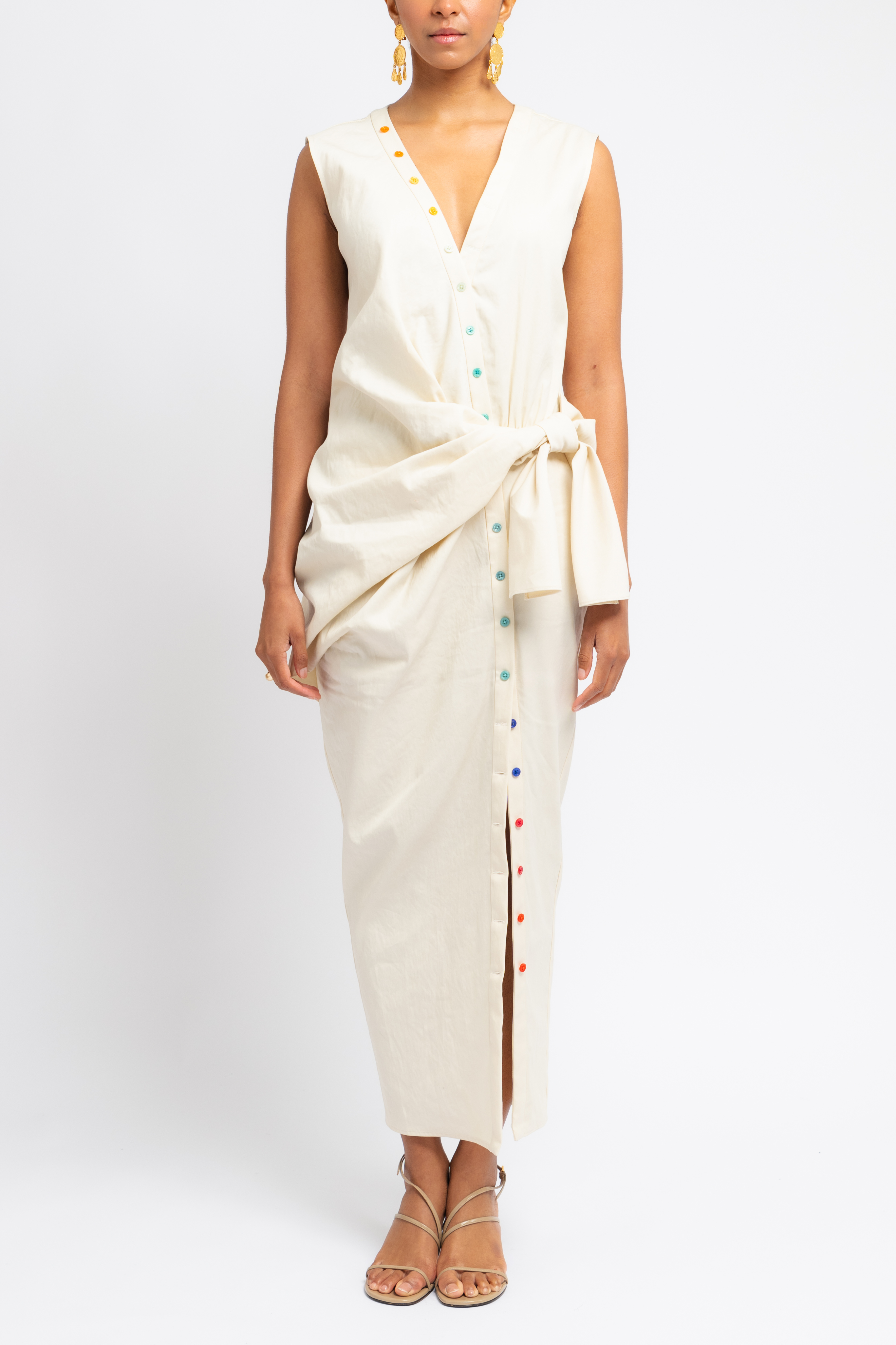 V-Neck Sarong Shirtdress