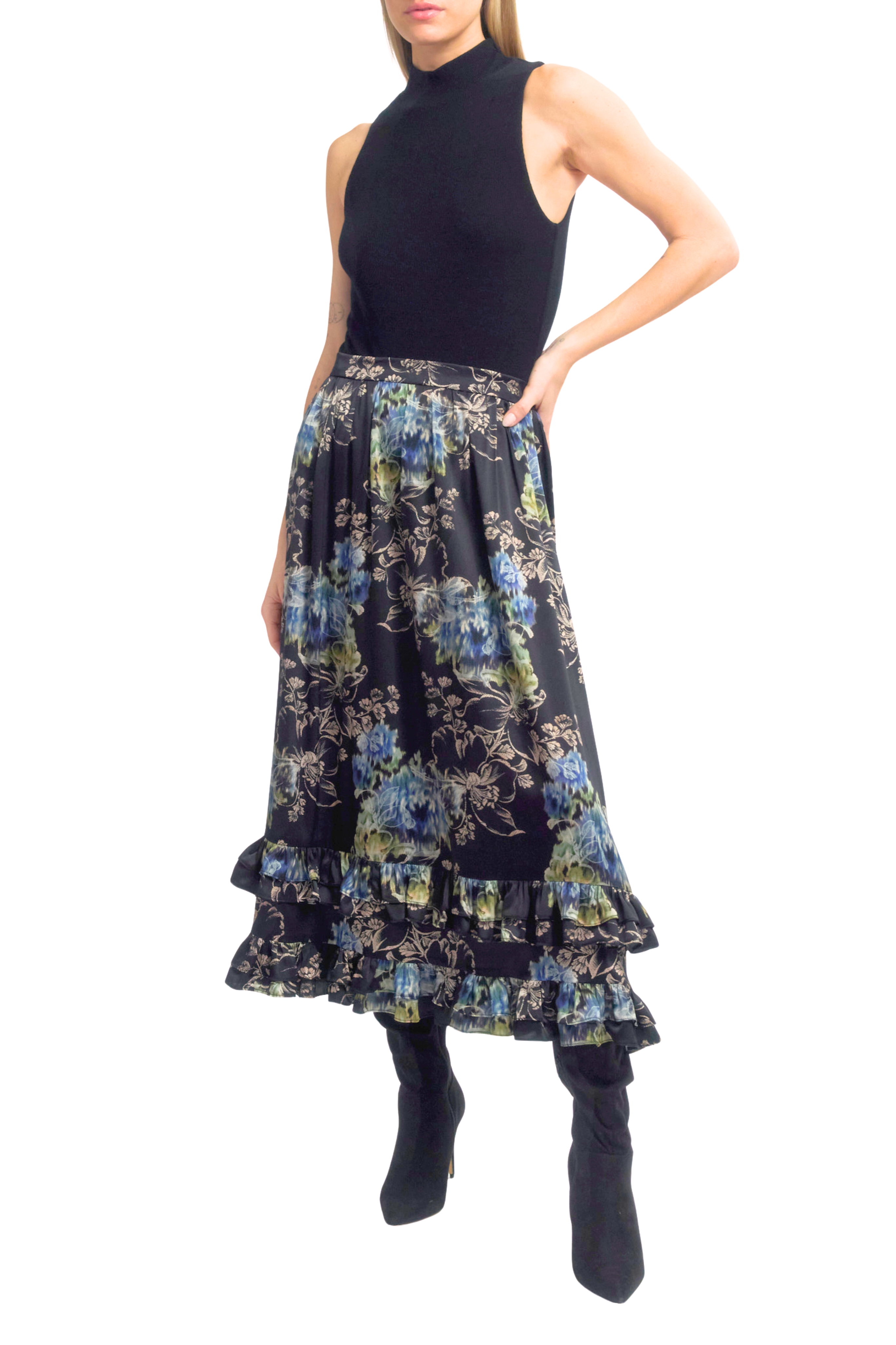 Ruffle Midi Skirt