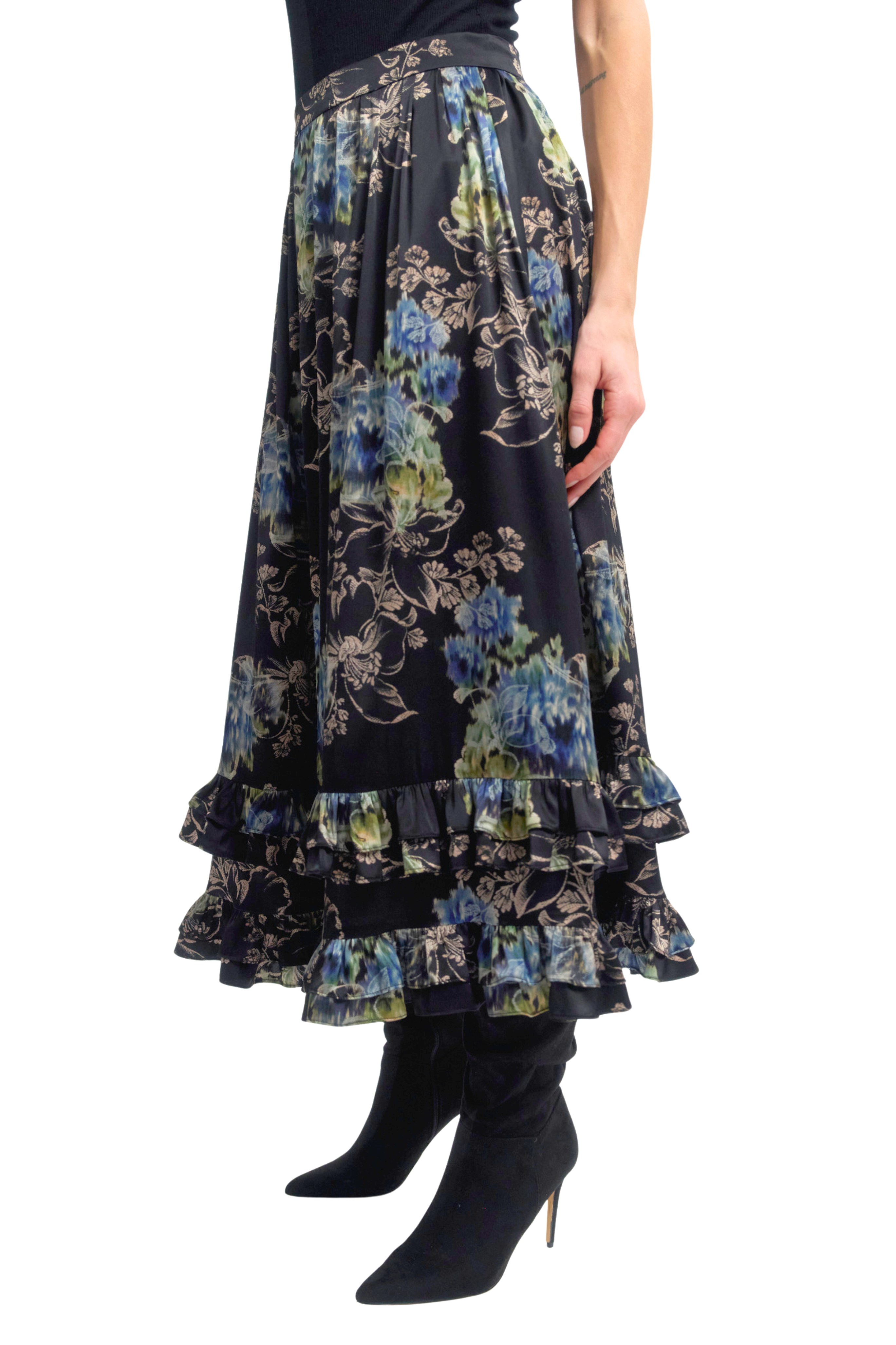 Ruffle Midi Skirt