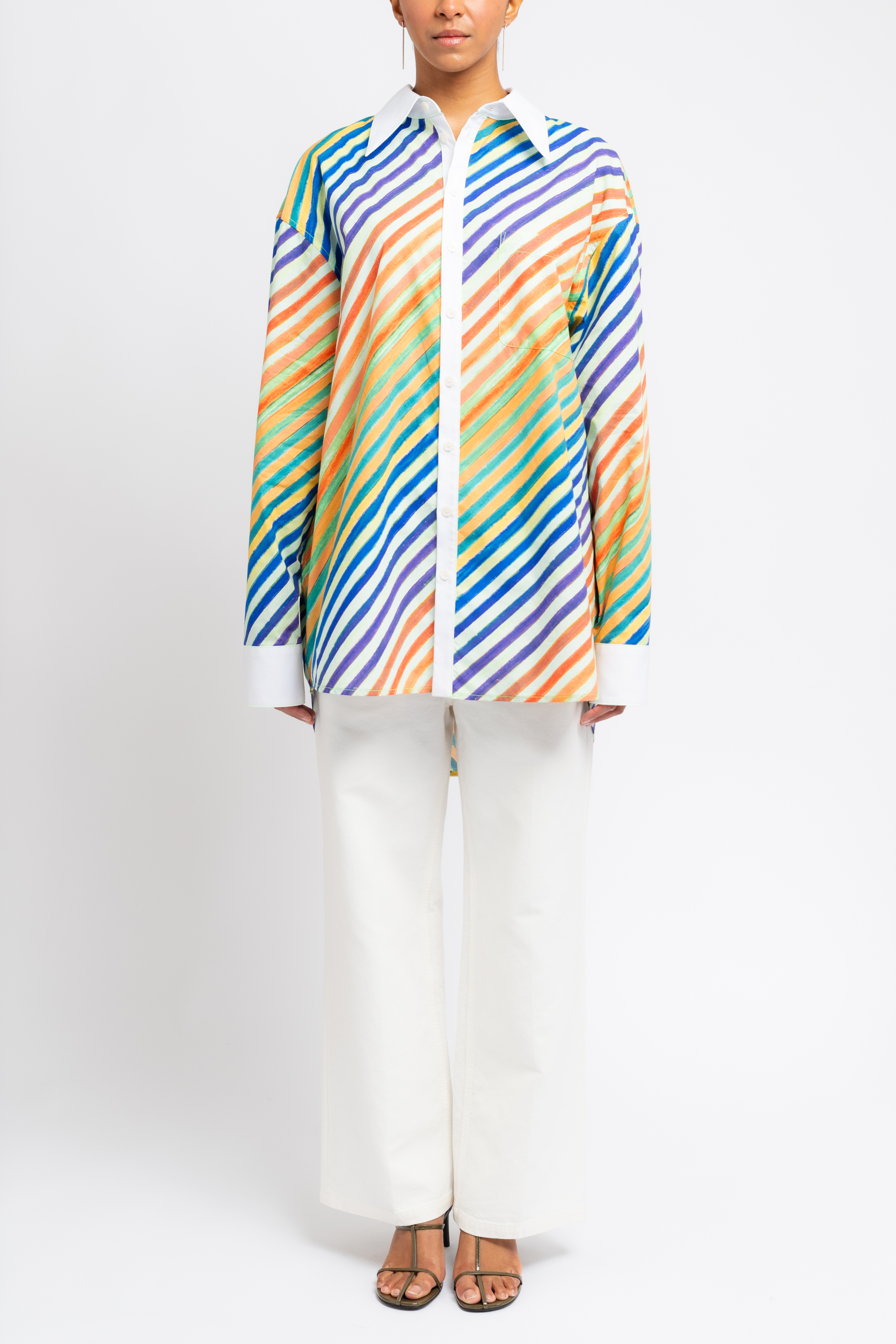 Bias Crayon Stripe Relaxed Shirt