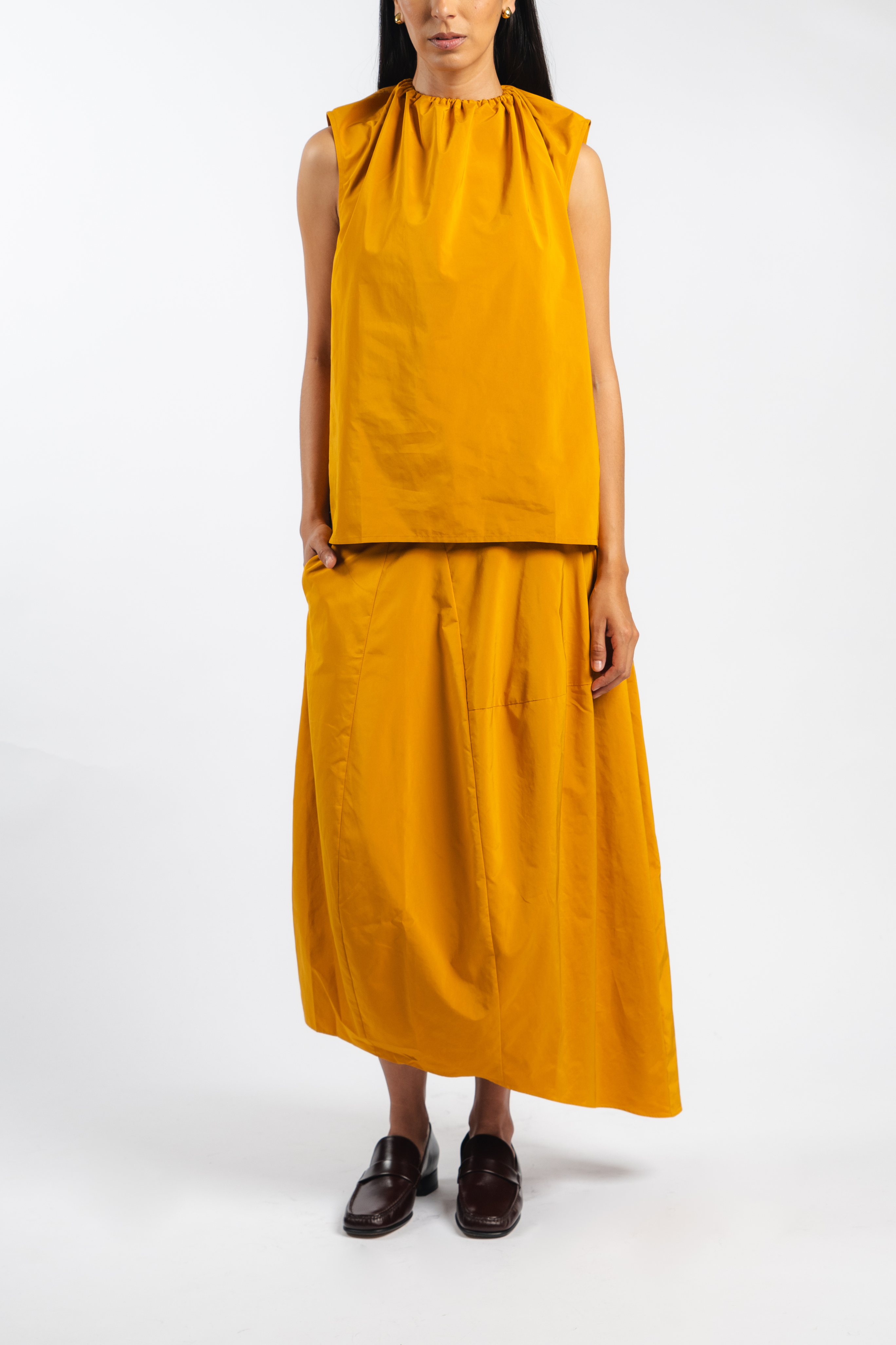 Nylon Asymmetrical Balloon Skirt