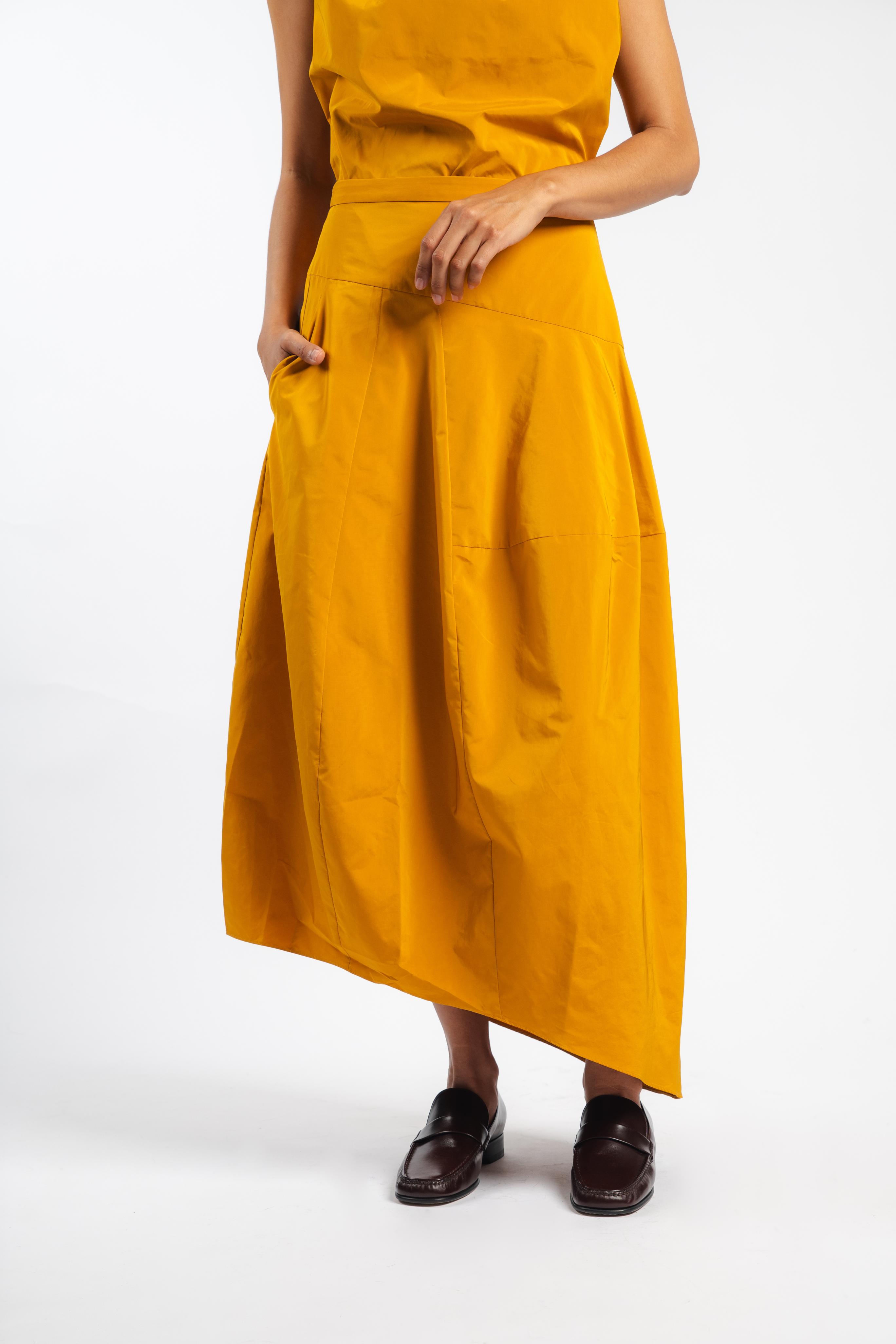 Nylon Asymmetrical Balloon Skirt