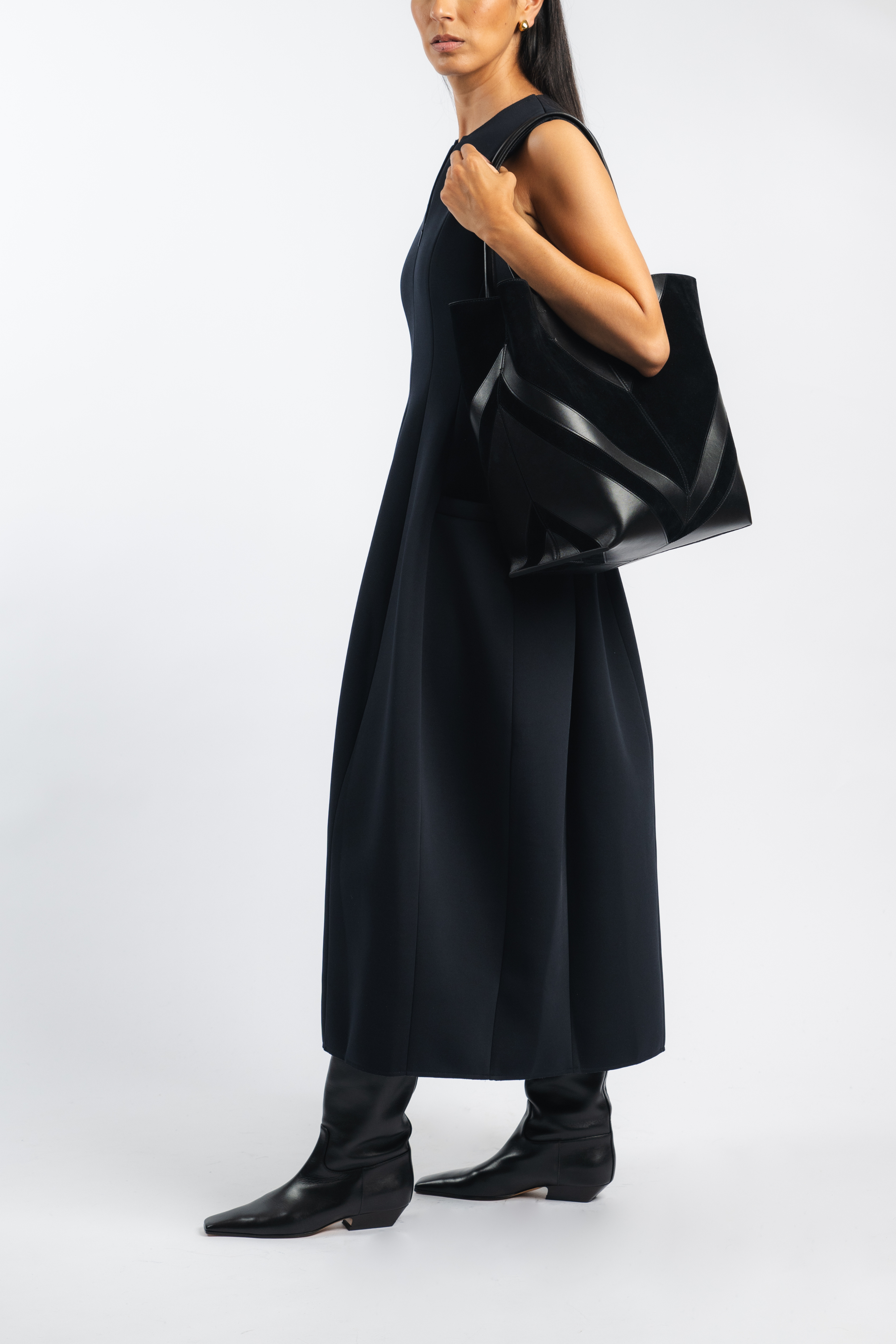Bonded Twill Sleeveless Sculpted Dress