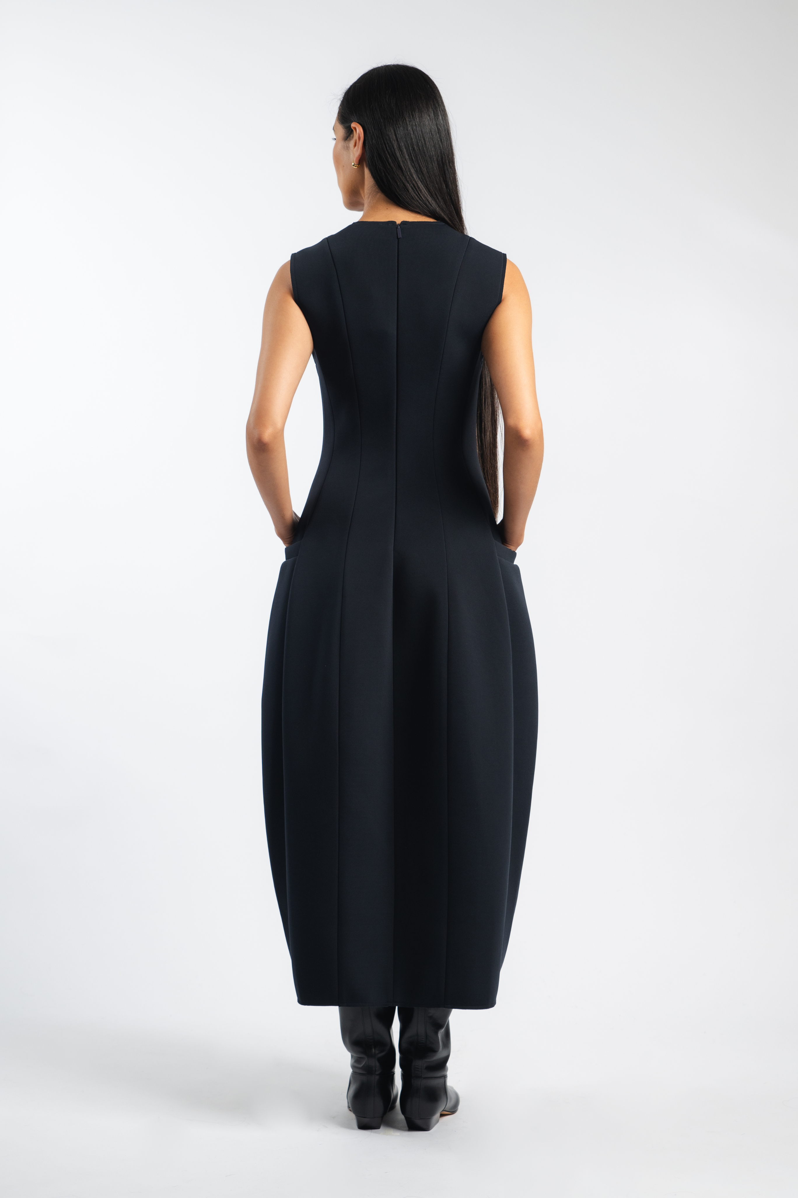 Bonded Twill Sleeveless Sculpted Dress