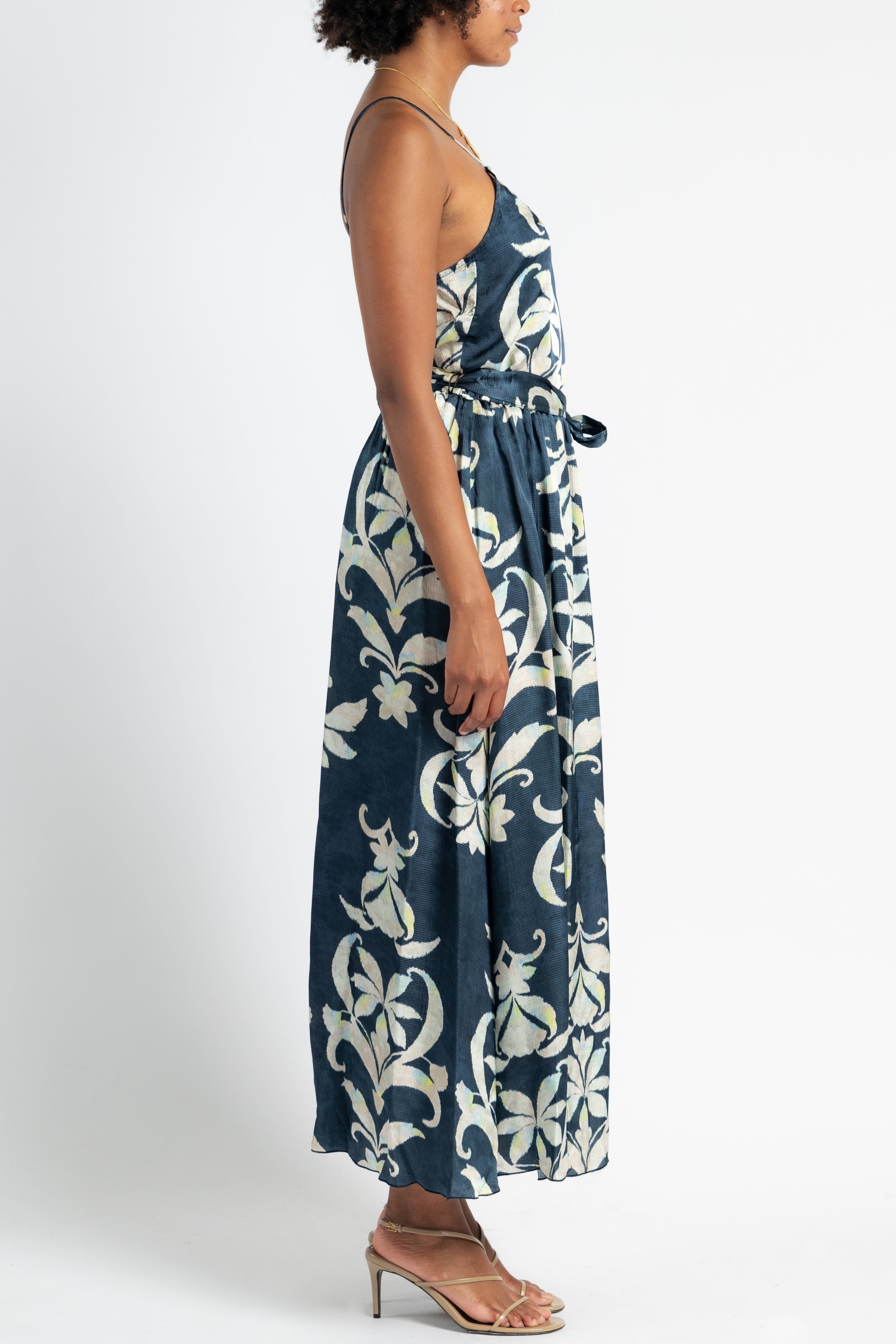 Secret Lily Print Viscose Satin Skirt