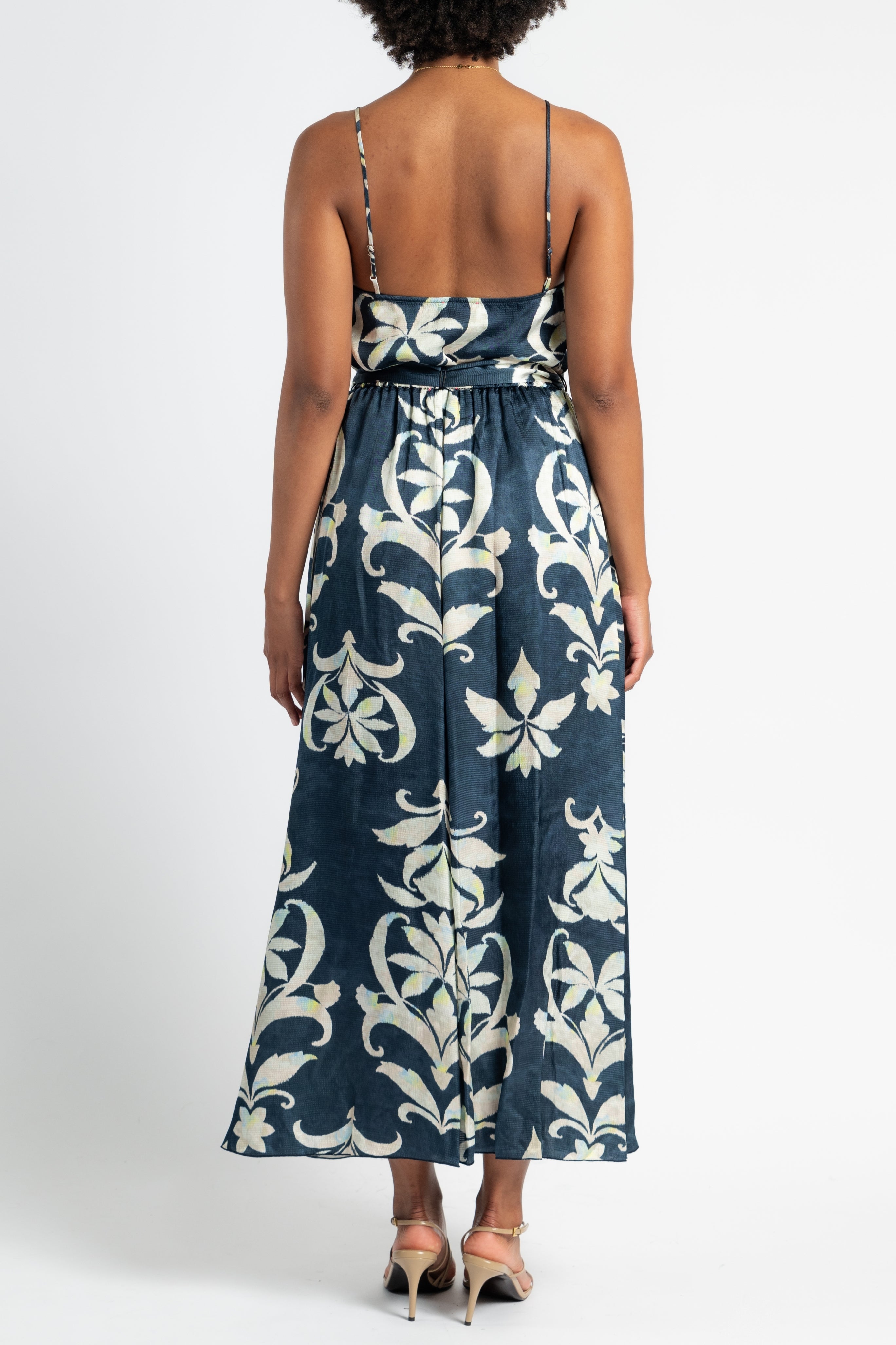 Secret Lily Print Viscose Satin Skirt
