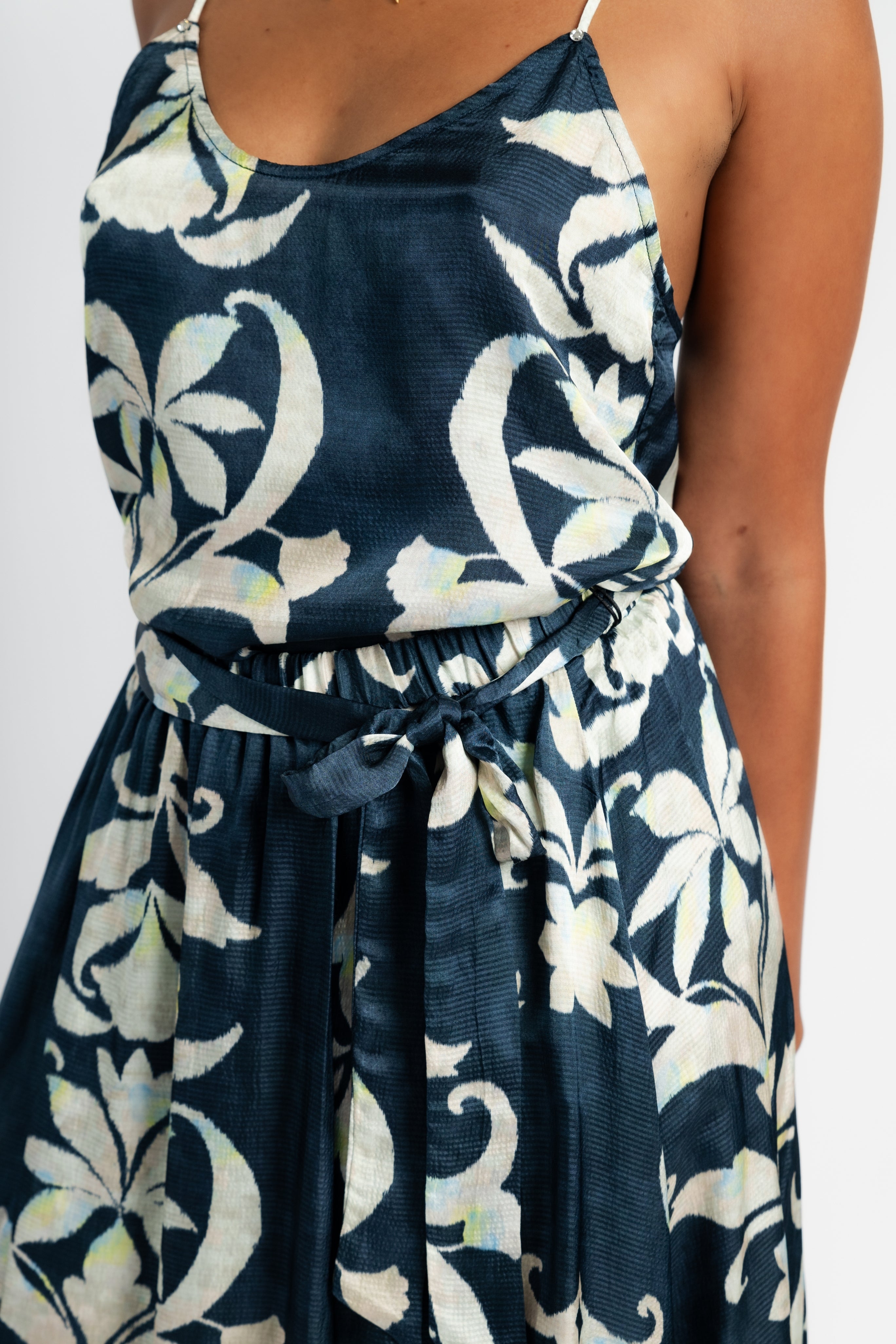 Secret Lily Print Viscose Satin Skirt