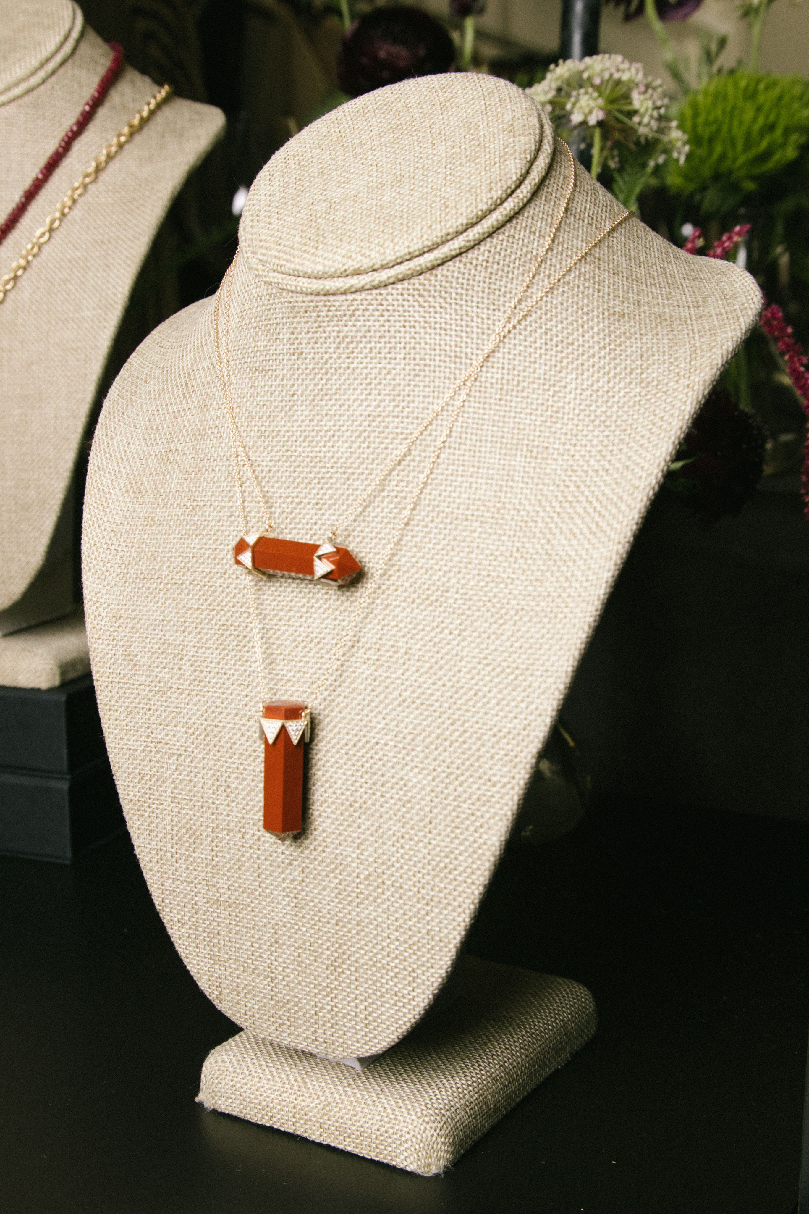 Exclusive House of Harlow Nova Red Jasper Horizontal Diamond Crown Necklace