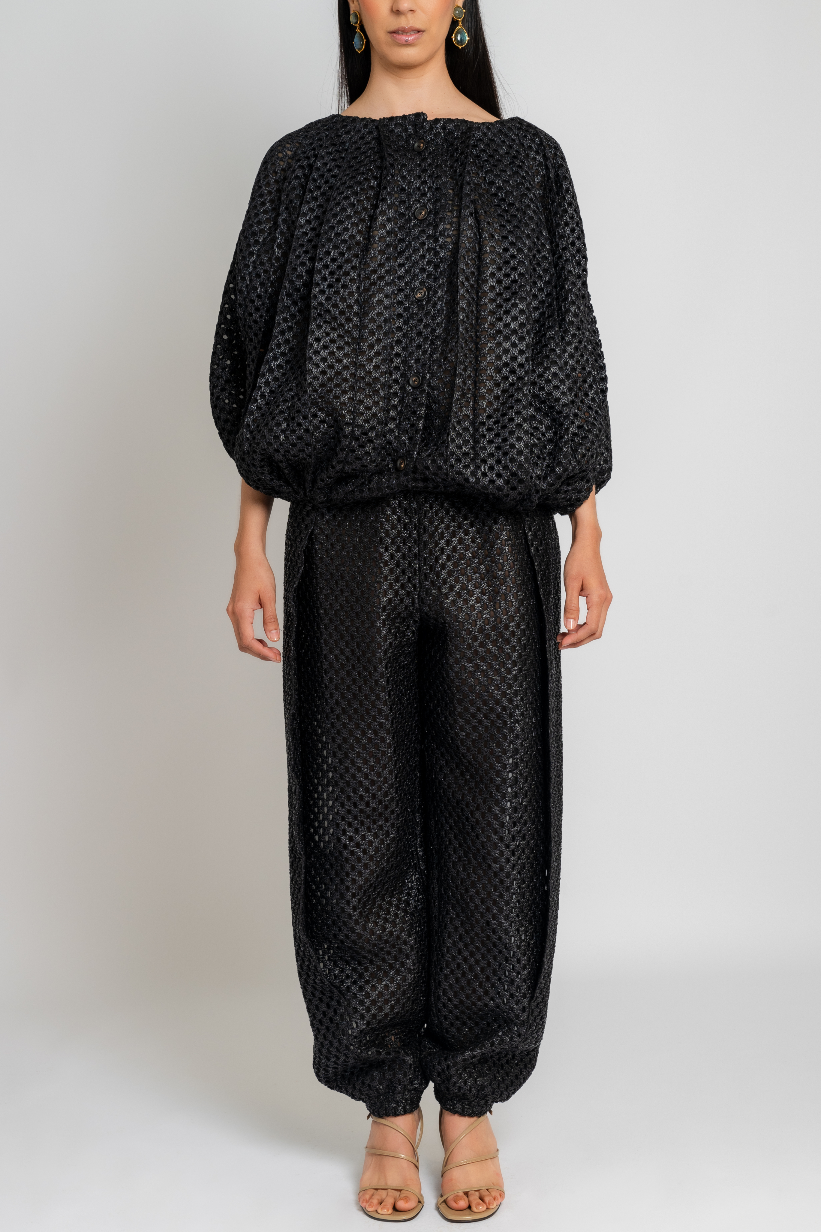 Raffia Mesh Cocoon Pants