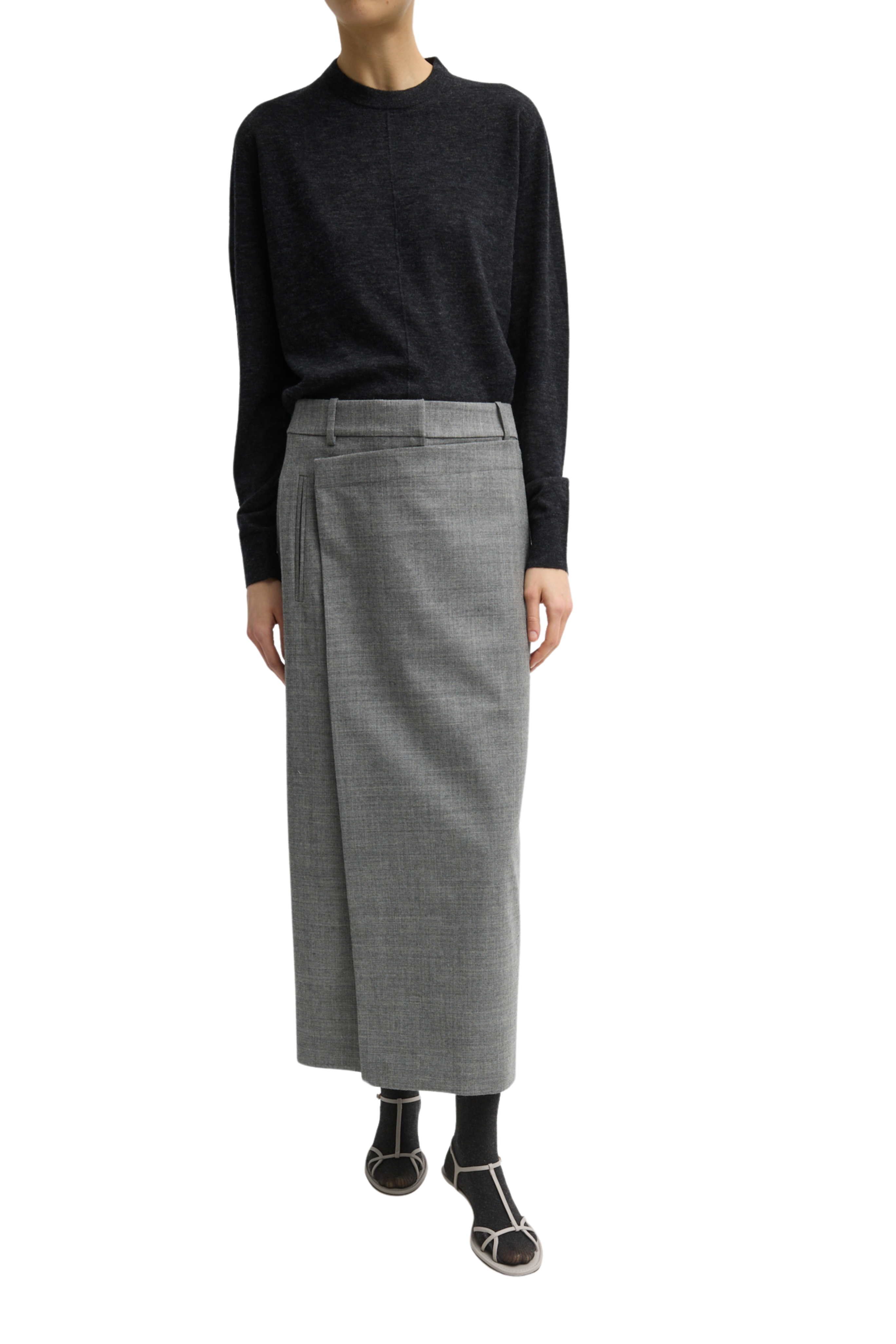 Techy Bonded Wool Wrap Maxi Skirt