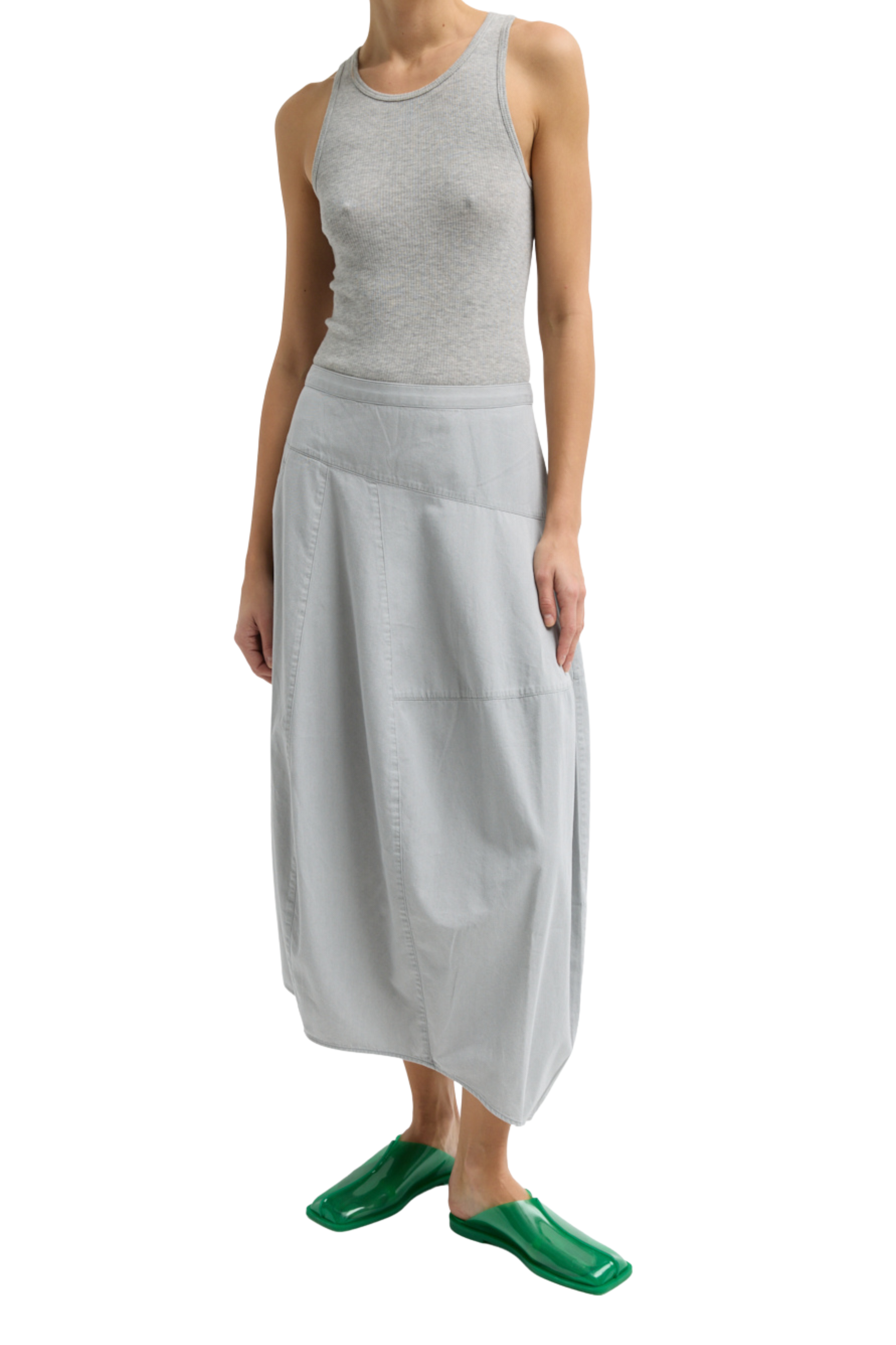 Garment Dyed Silky Cotton Asymmetrical Balloon Skirt