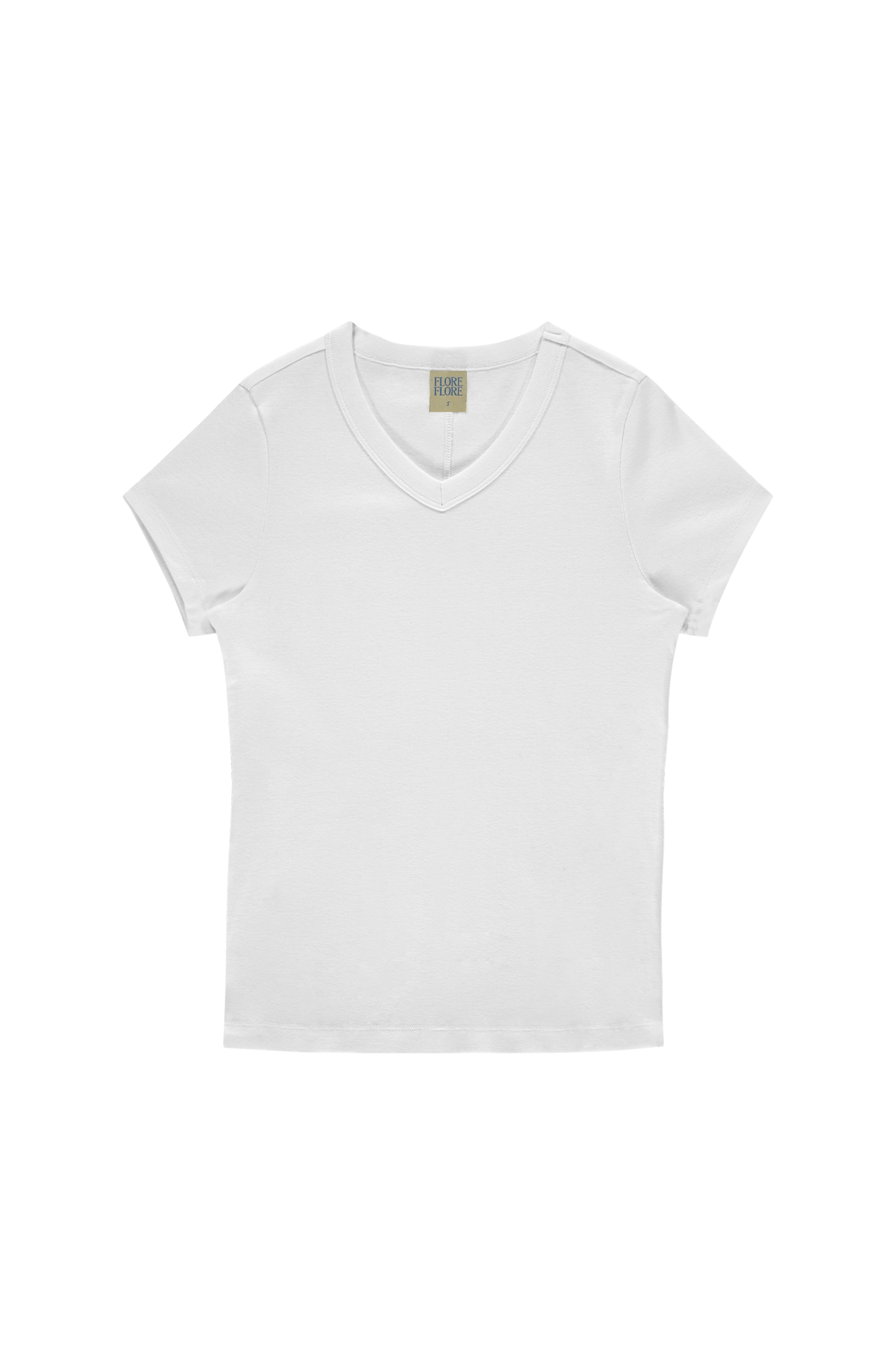 FLORE FLORE Jill Baby V-Neck Tee in White