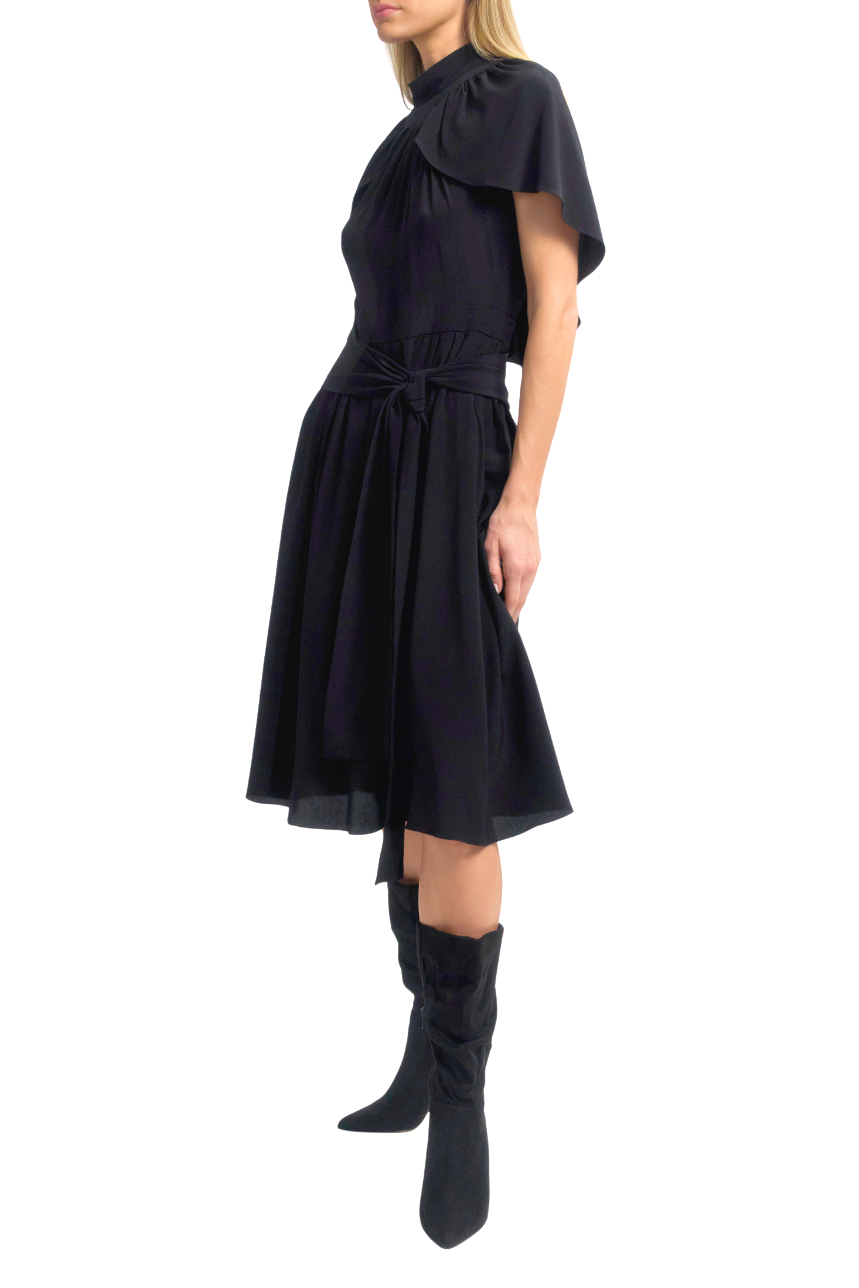 Mock Neck Cape Dress