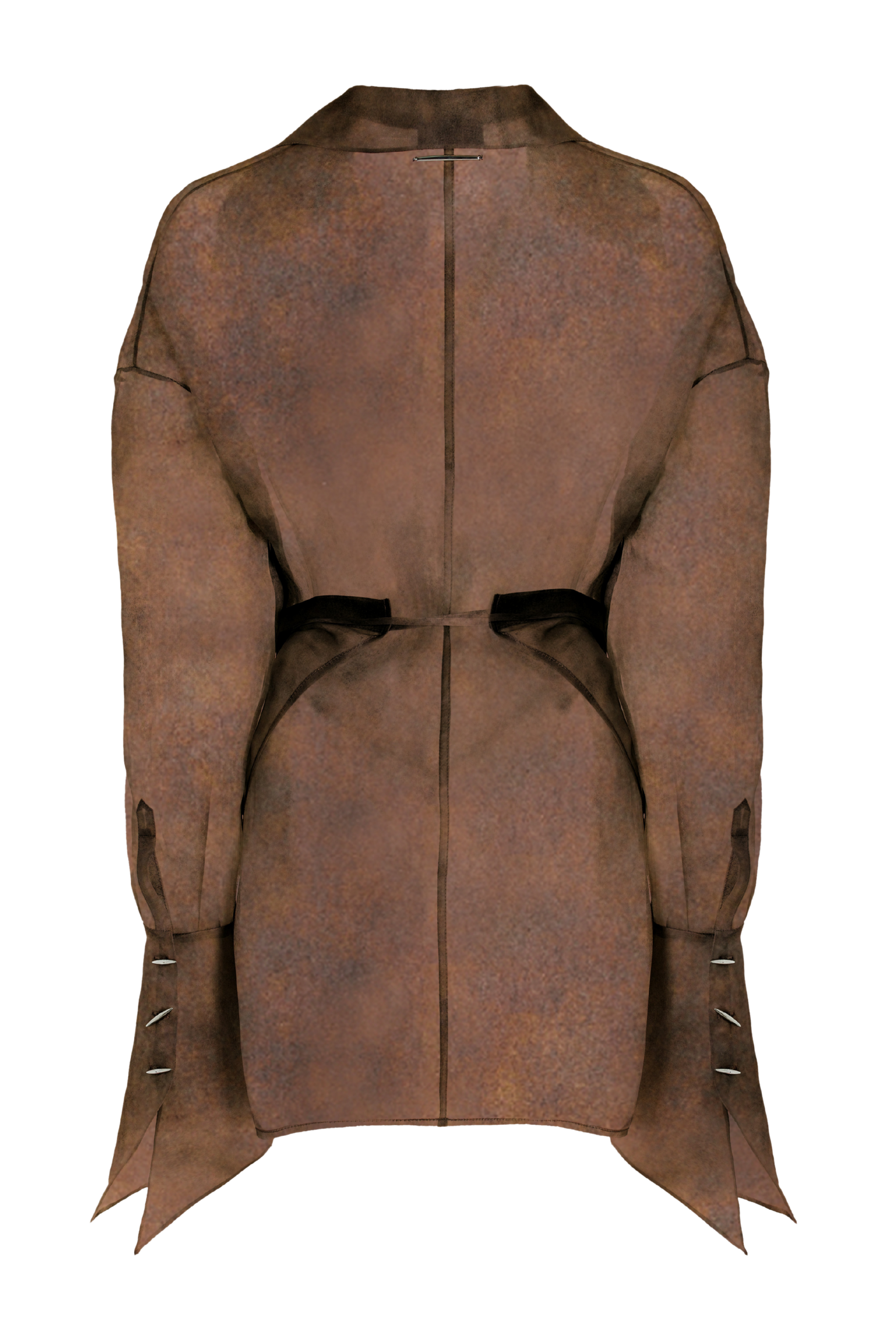 Rust Silk Satin Organza Stitches Wrap Shirt