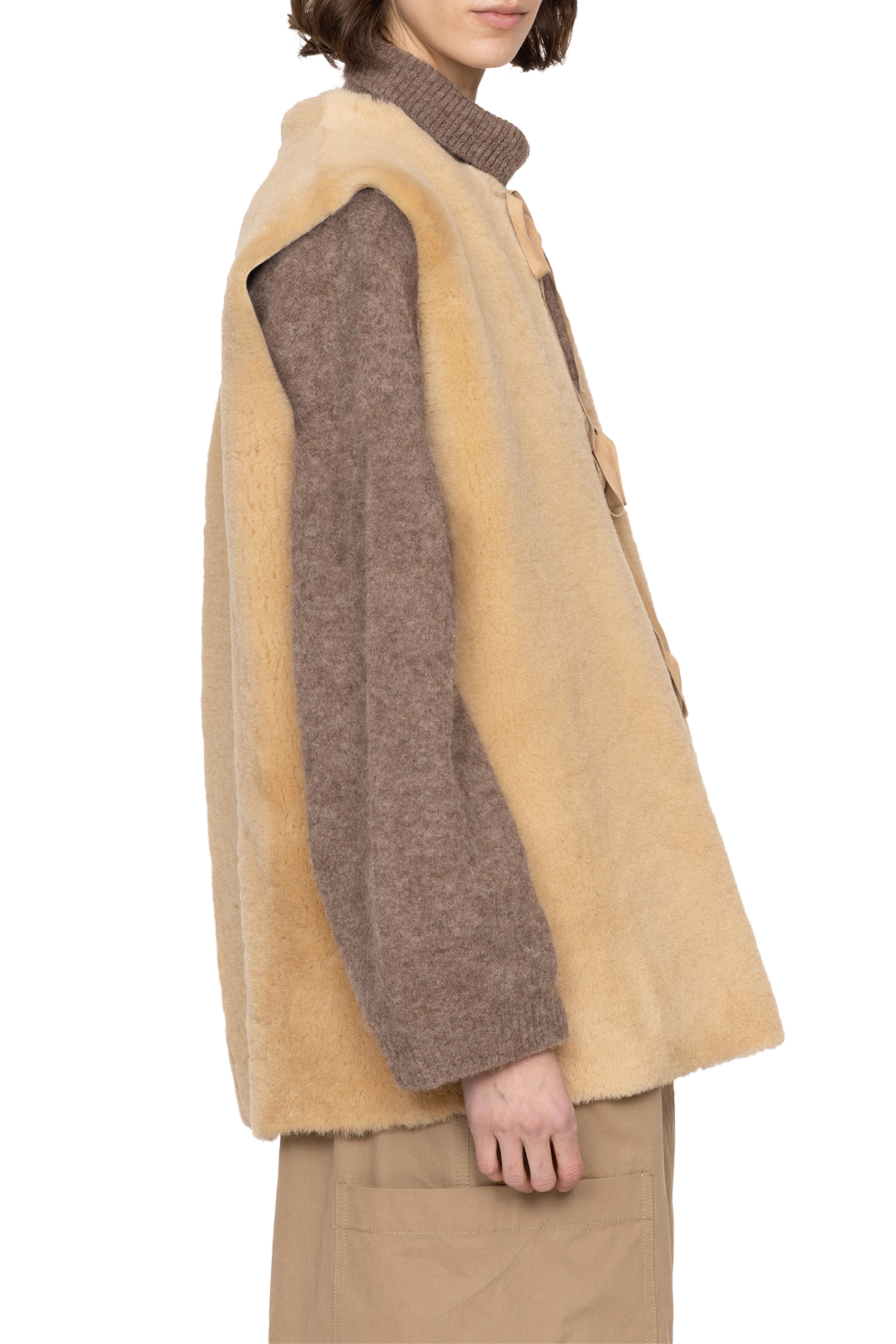Elliot Shearling Tie-Front Vest