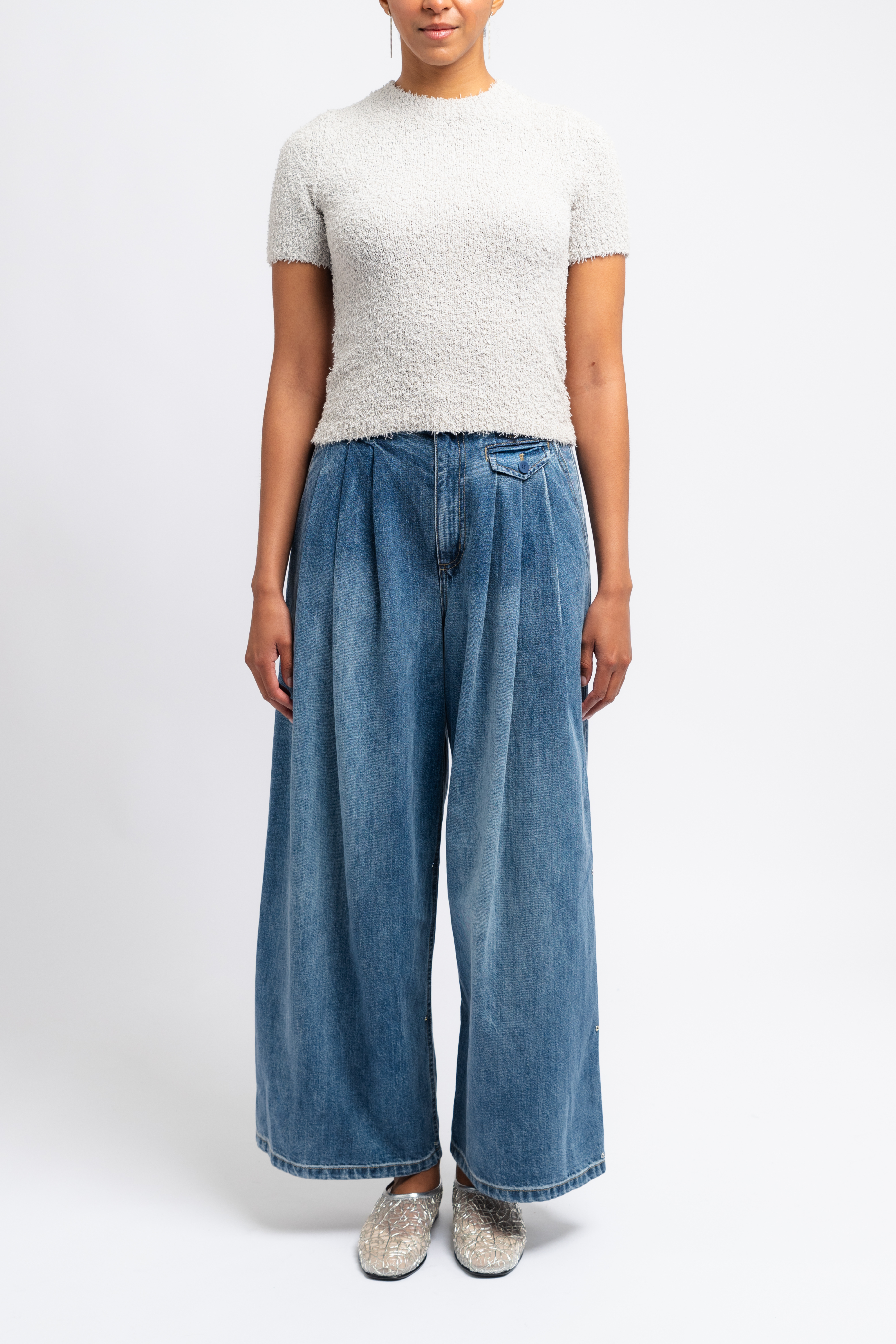 Spring Denim Triple Pleat Pant