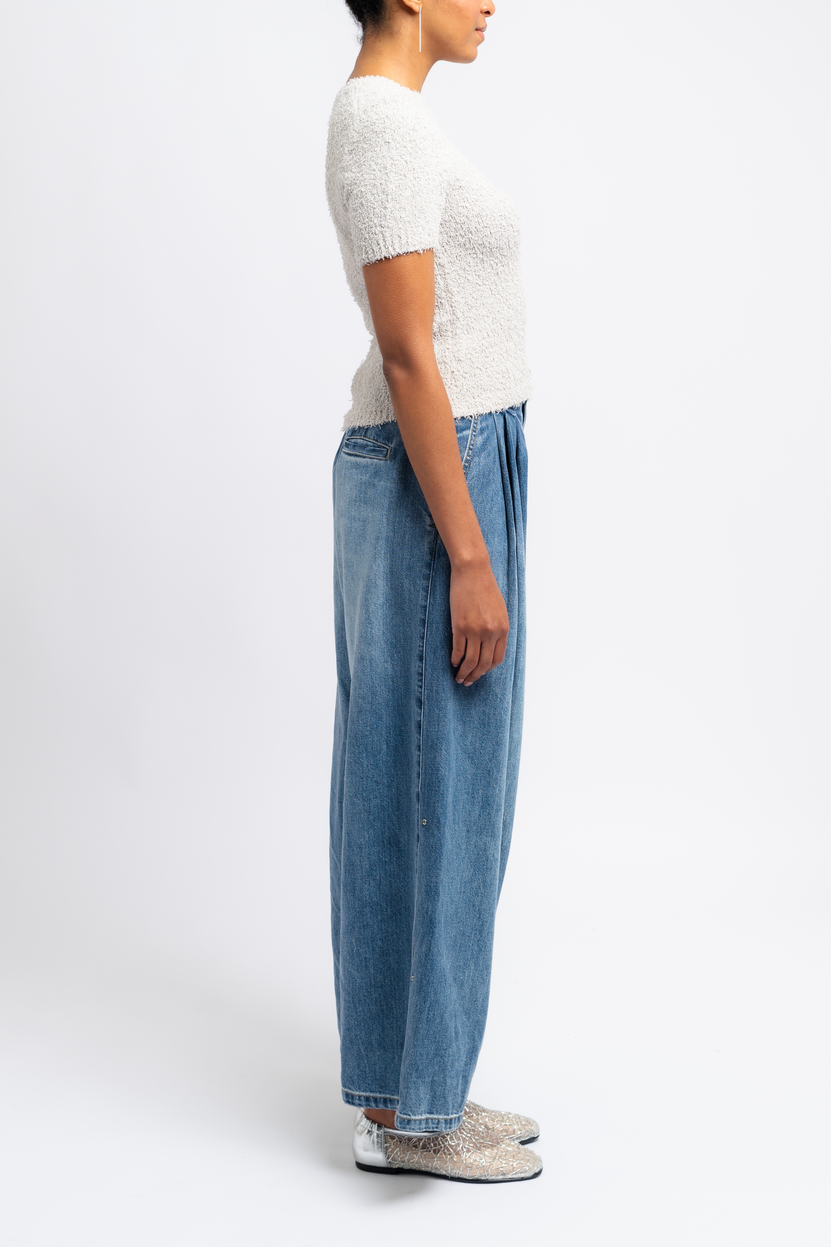 Spring Denim Triple Pleat Pant