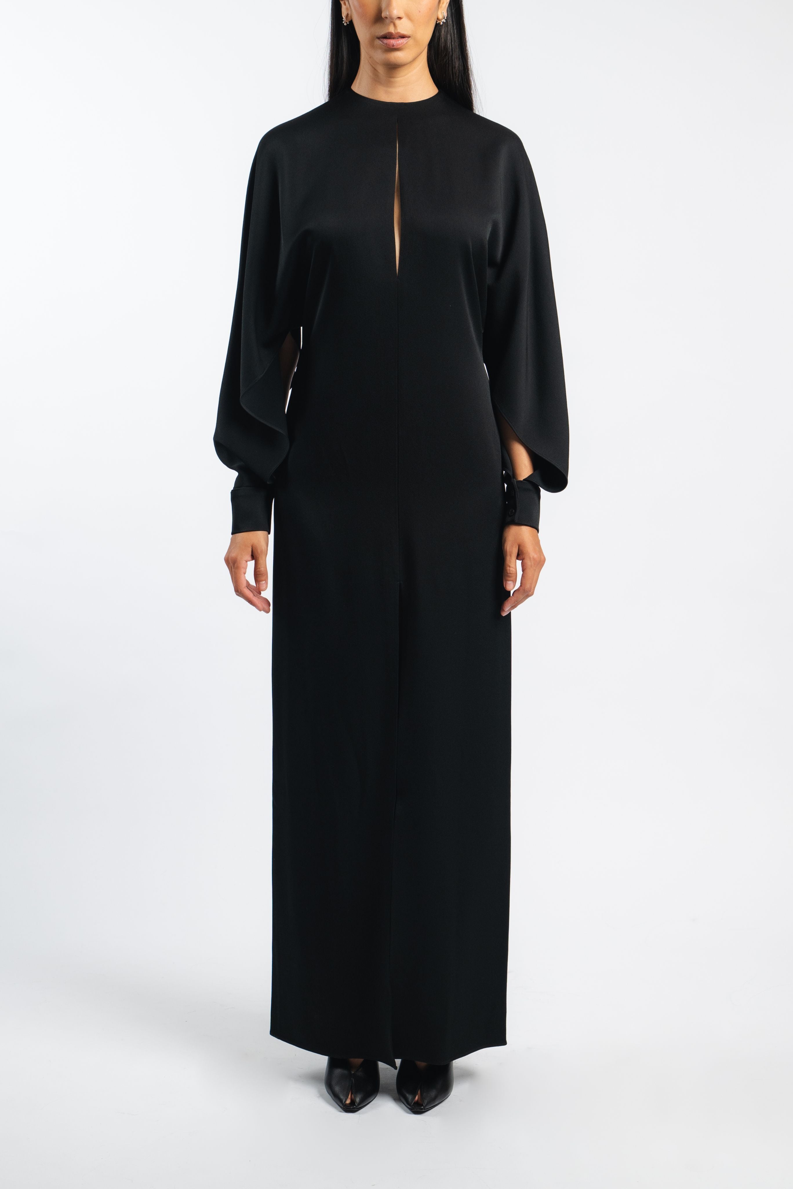 Satin Slit Sleeve Gown