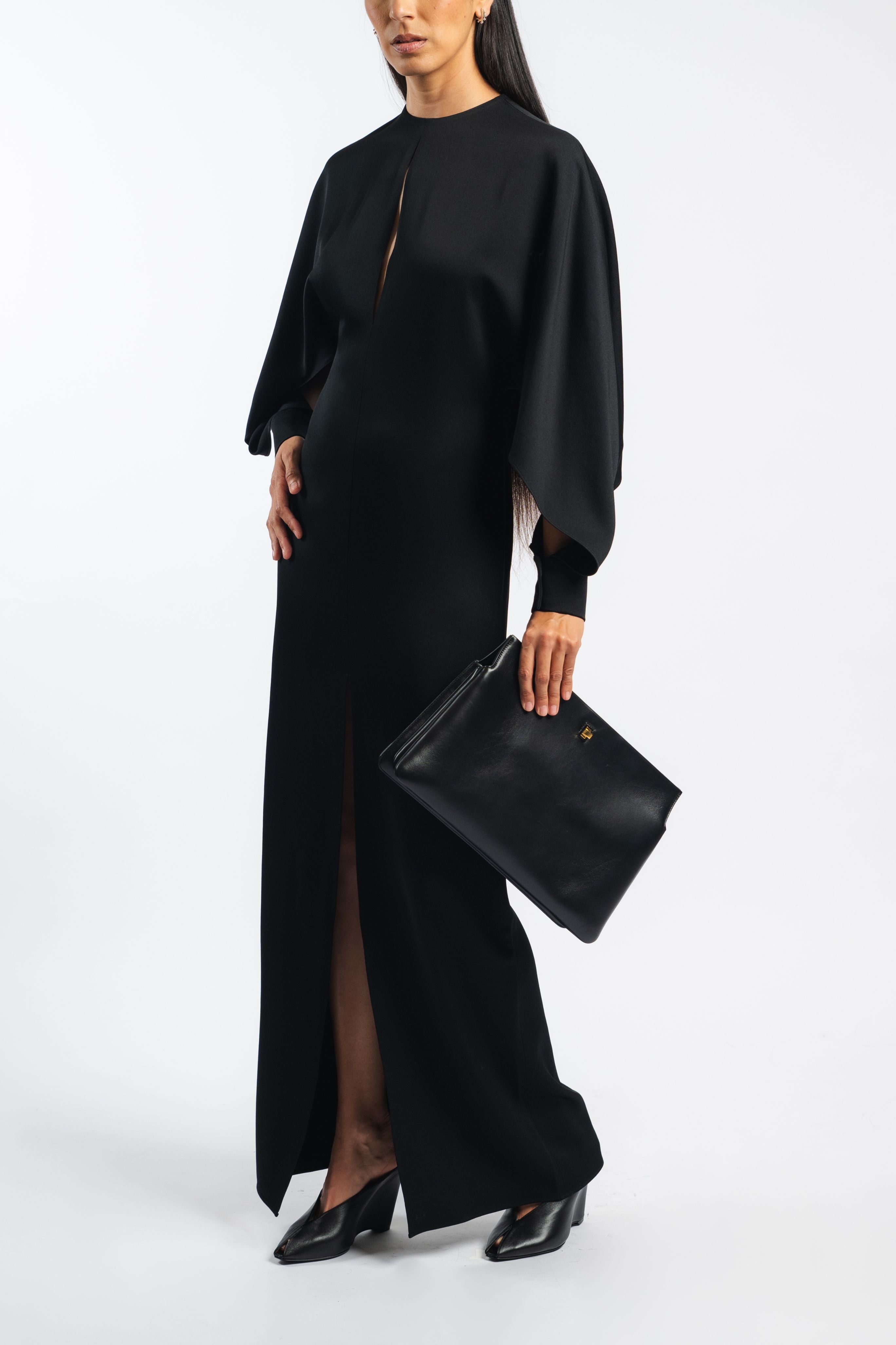 Satin Slit Sleeve Gown