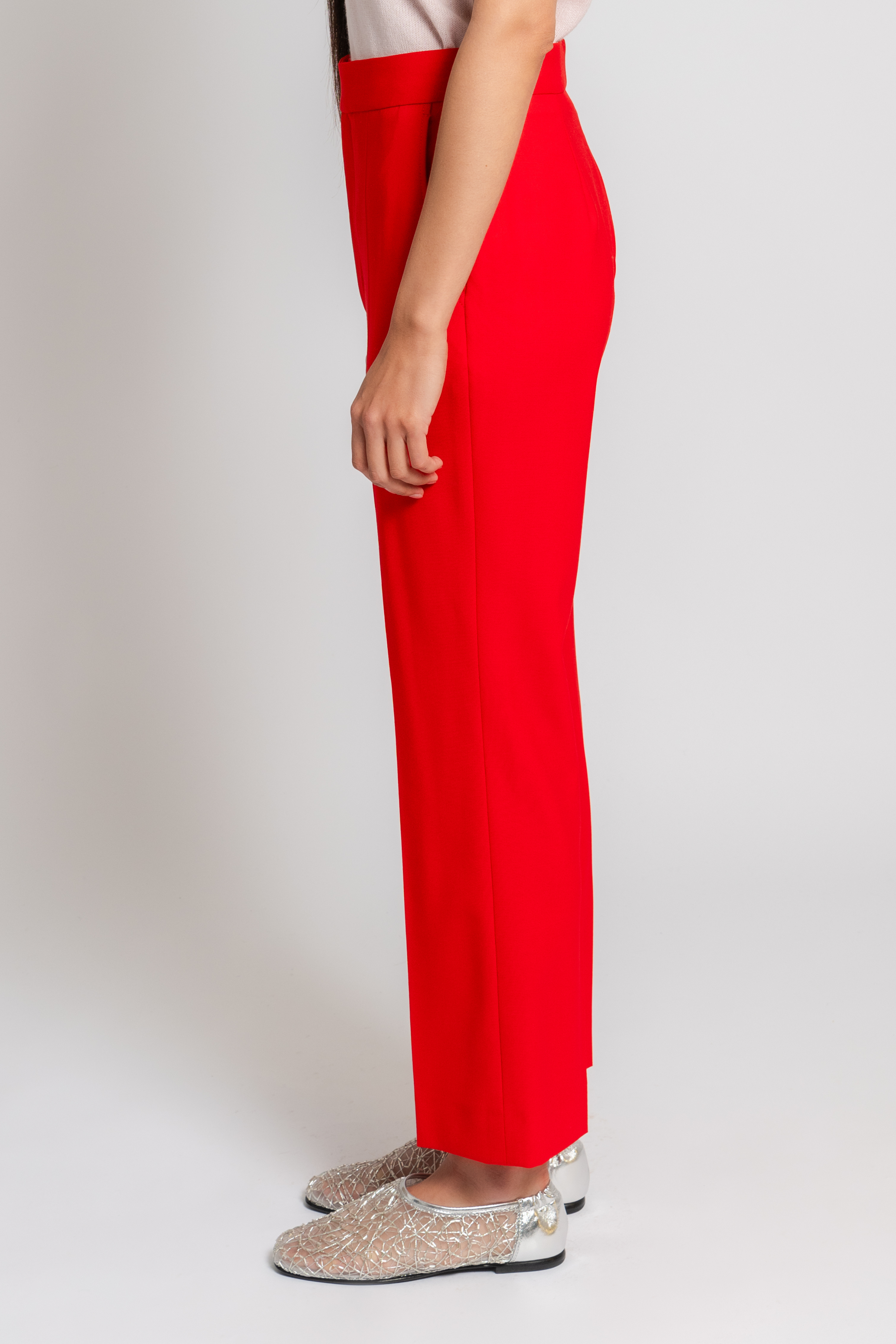 High Waist Crop Trouser in Red
