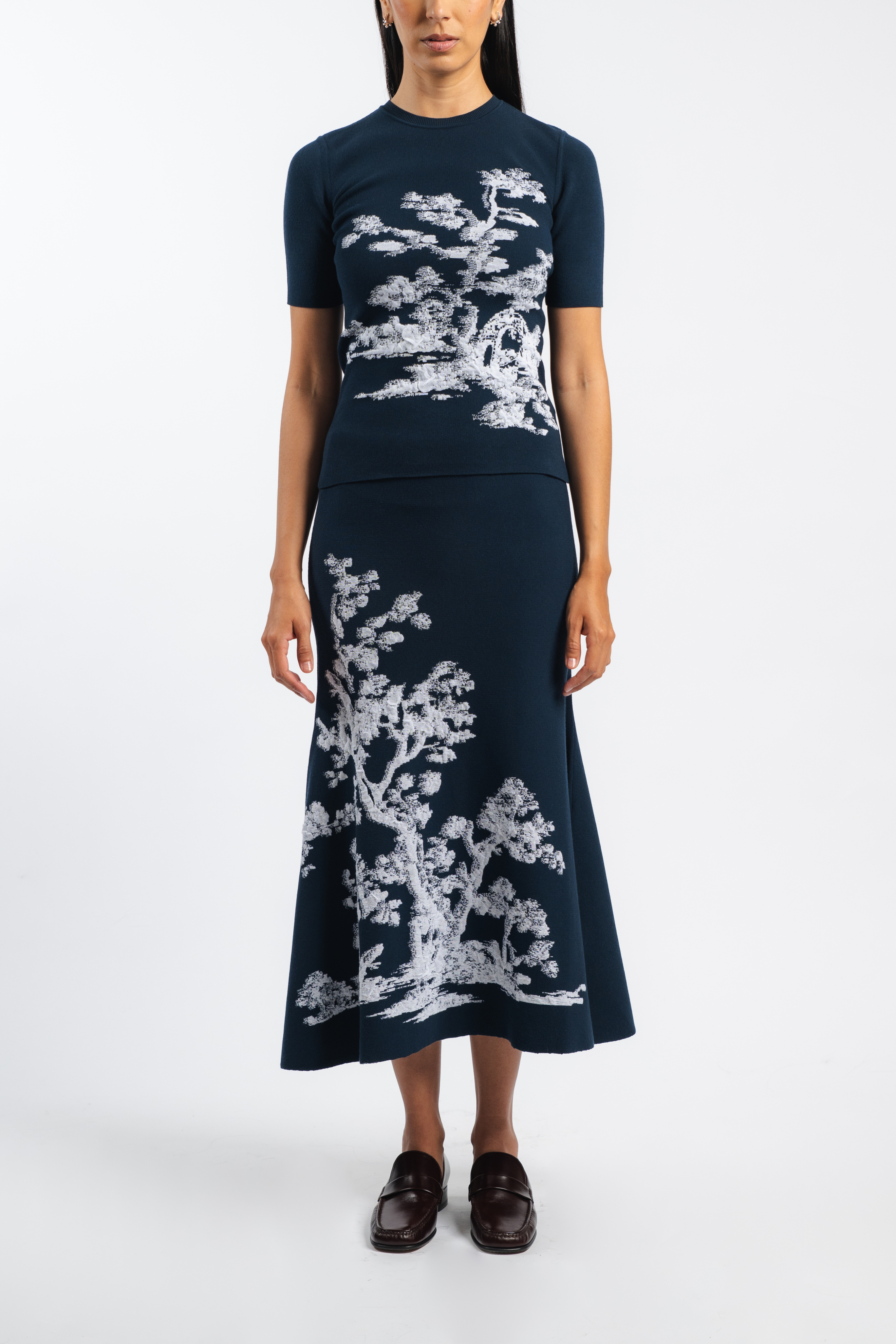 A-Line Midi Knit Skirt